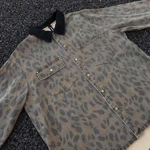 Other Leopard Print Denim Shirt with Black Collar Size US M / EU 48-50 / 2 - 2 Thumbnail