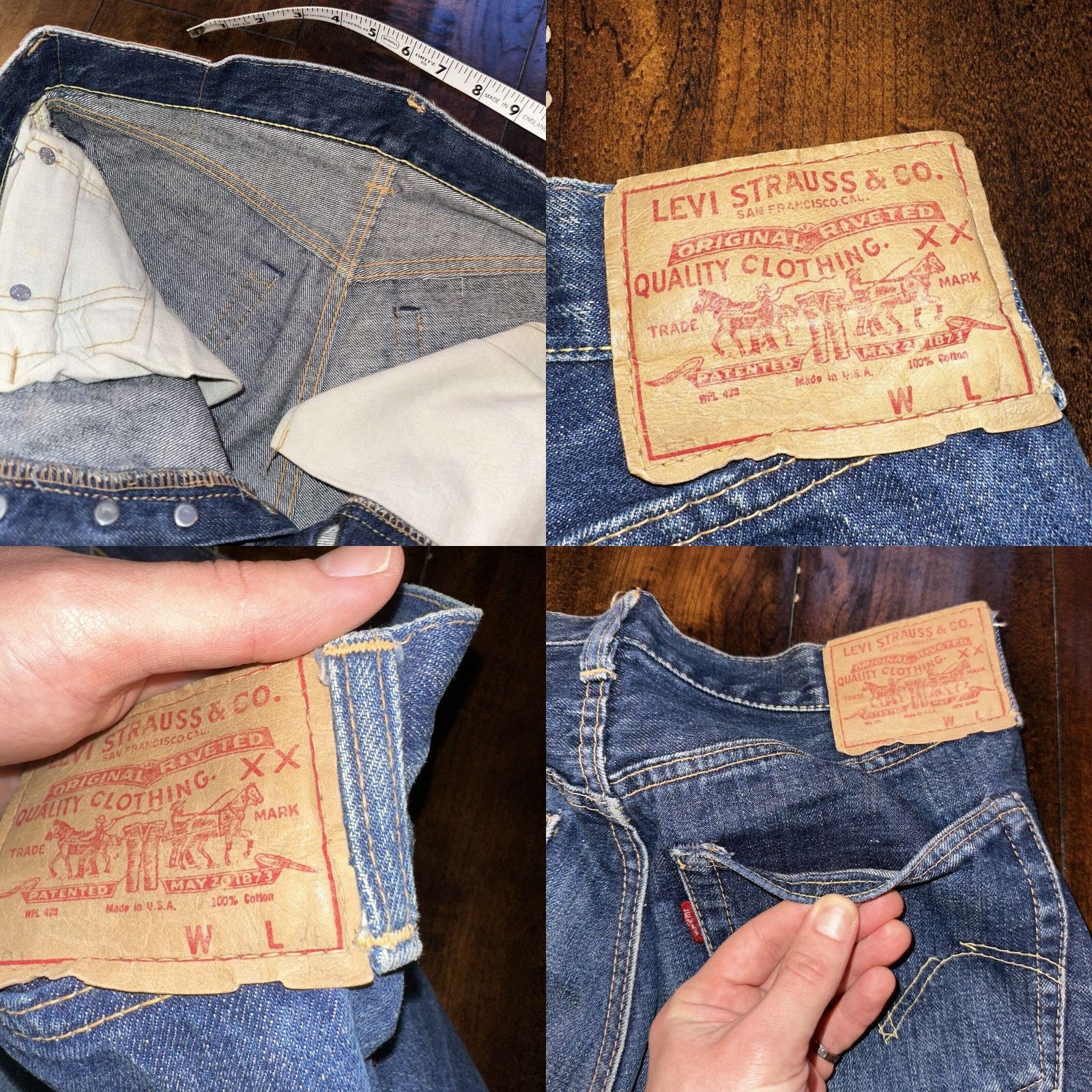 Levi's VINTAGE Levi's 501 Jeans Big E VTG 60s Redline Destroyed Denim 28x28 Blue Jeans Mens Size US 28 / EU 44 - 8 Thumbnail