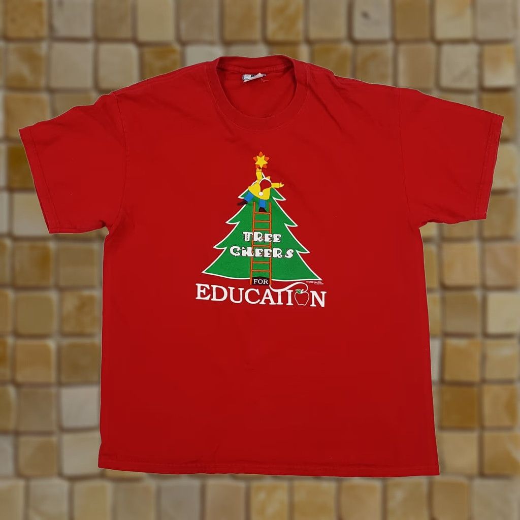 Lee VINTAGE Lee Christmas Tree Teacher T-Shirt Mens Medium Red 90s Y2K Retro Cartoon Holiday Xmas Graphic Print Xmas Tree Gift Size US M / EU 48-50 / 2 - 1 Thumbnail