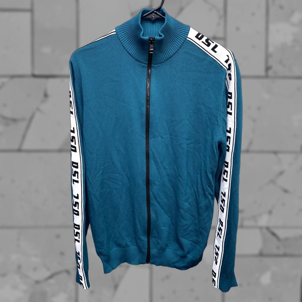 Diesel Diesel Women Blue Cotton Blend Full Zip Sweater Size L - Regular Solid Long Sleeve Collared Size L / US 10 / IT 46 - 1 Thumbnail
