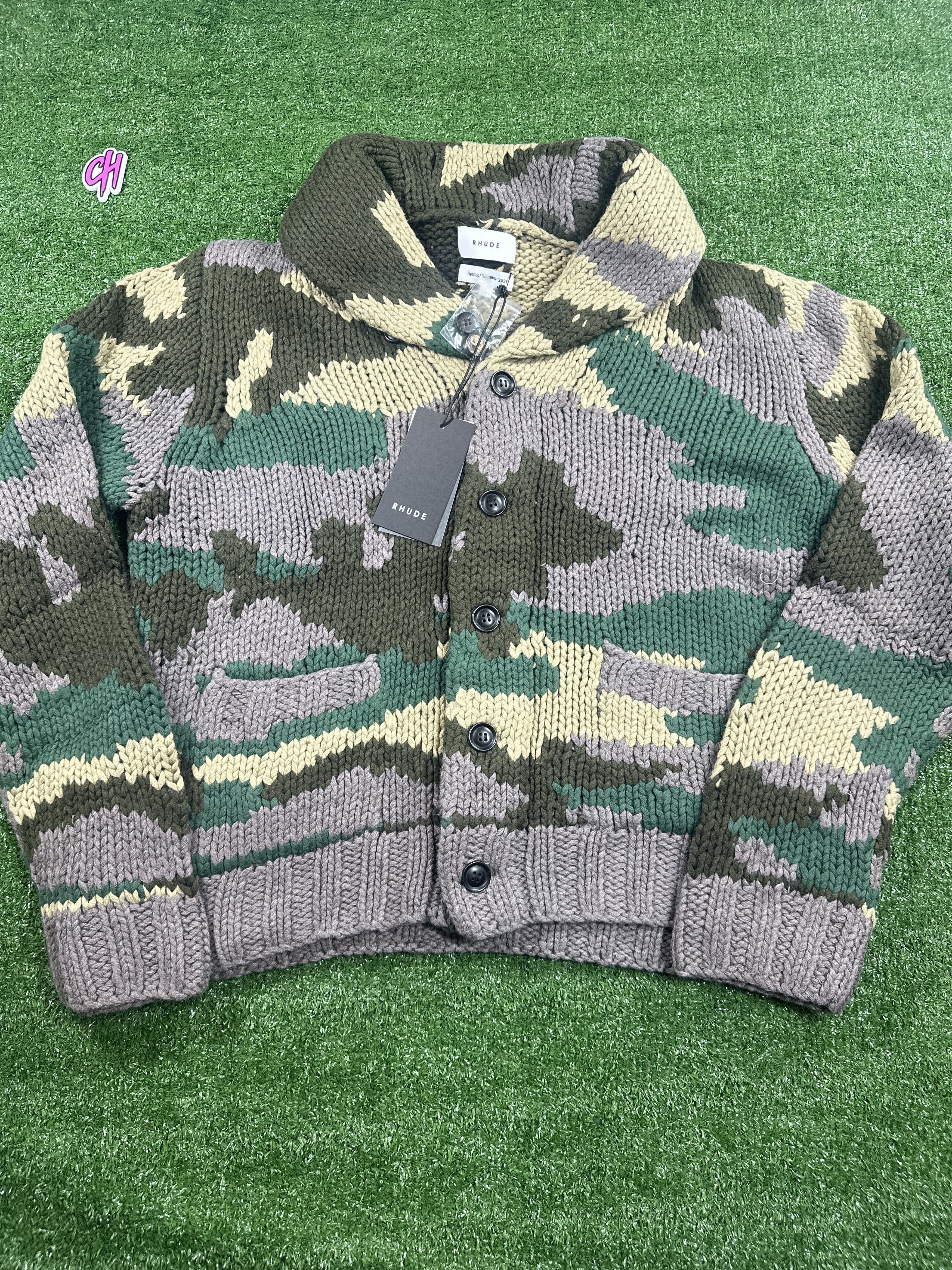Rhude Rhude Heavyweight Knit Men's Camo Cardigan - Size Small Size US S / EU 44-46 / 1 - 1 Thumbnail