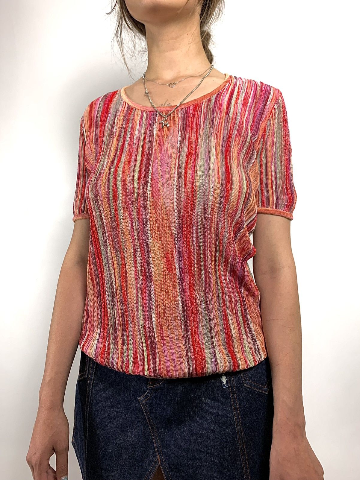 Missoni Missoni 3D Knit Cotton Rayon Blend Multicolor T-Shirt Size M / US 6-8 / IT 42-44 - 1 Thumbnail