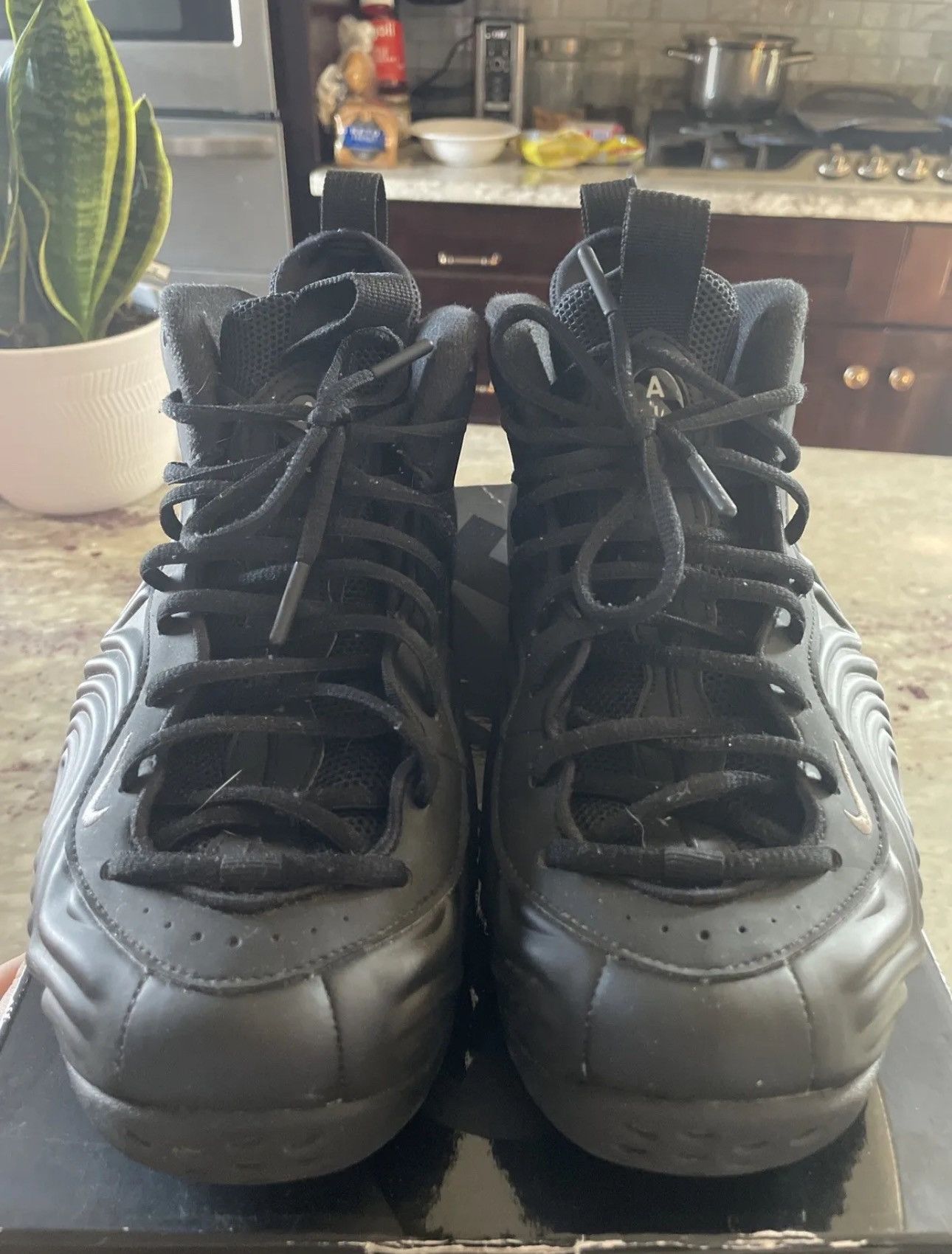 image of Cdg Cdg Cdg x Nike Comme Des Garçon Homme Plus Foamposite Shoes in Black, Men's (Size 9)