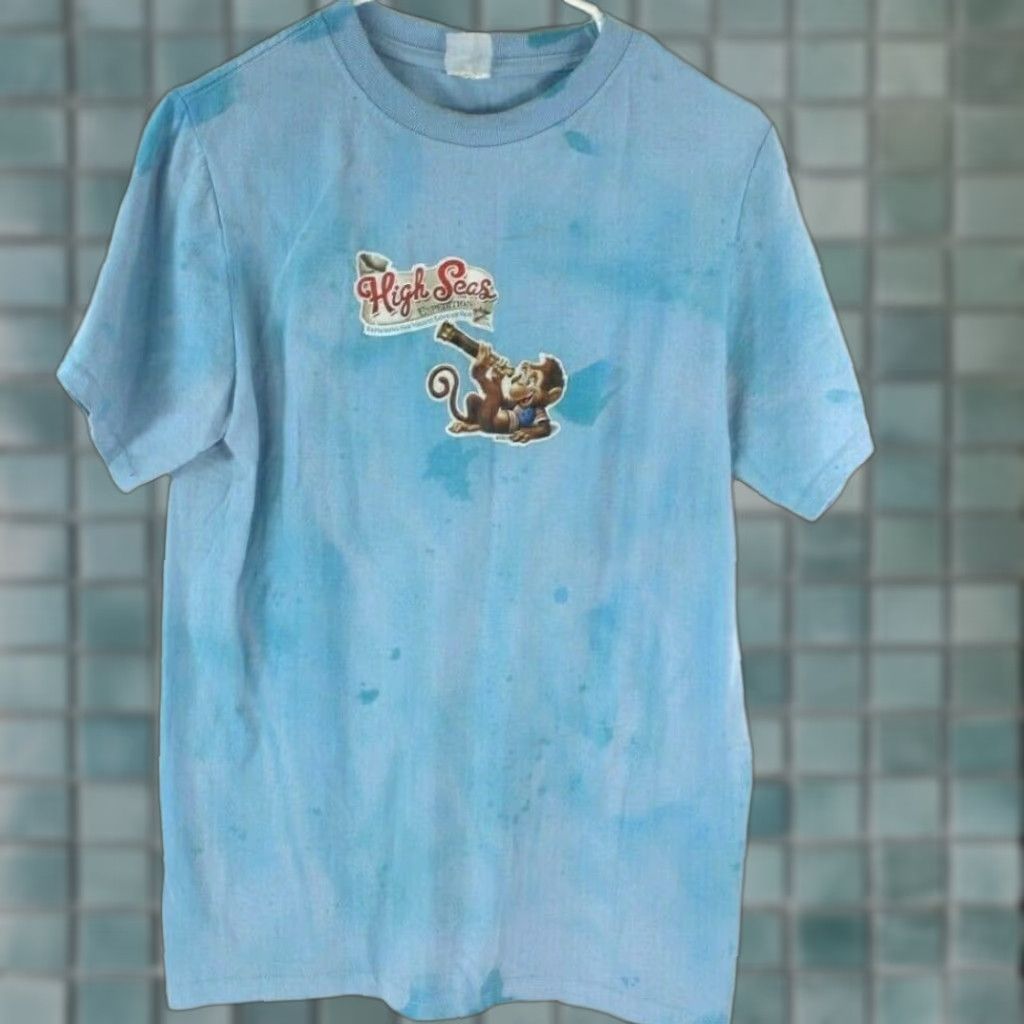 Vintage High Seas T Shirt Crew Neck Short Sleeve Graphic Tee Blue 17 in Chest Mens, Sky Dye, Casual, Regular Fit, 26 in Length Size US XL / EU 56 / 4 - 1 Thumbnail