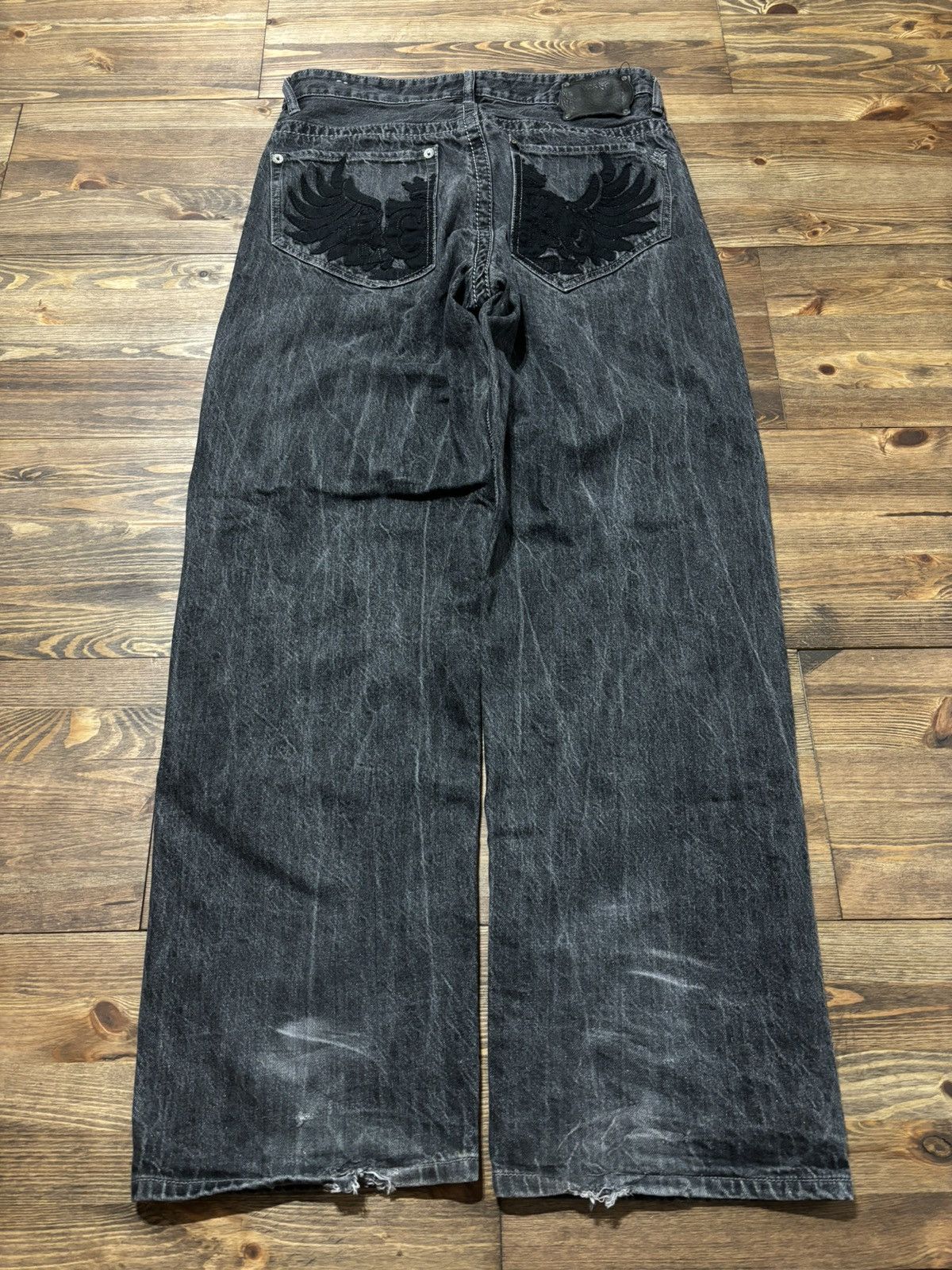 Image of Ecko Unltd x Vintage Baggy Vintage Embroidered Ecko Opium Jeans in Black, Men's (Size 34)