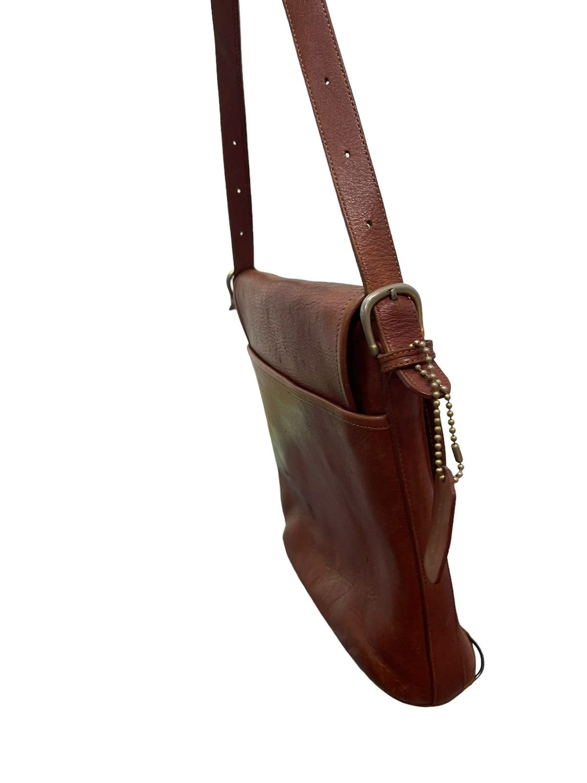 Japanese Brand Full Leather Patina Wako Cross Body Bag 4🟩 Size ONE SIZE - 3 Thumbnail
