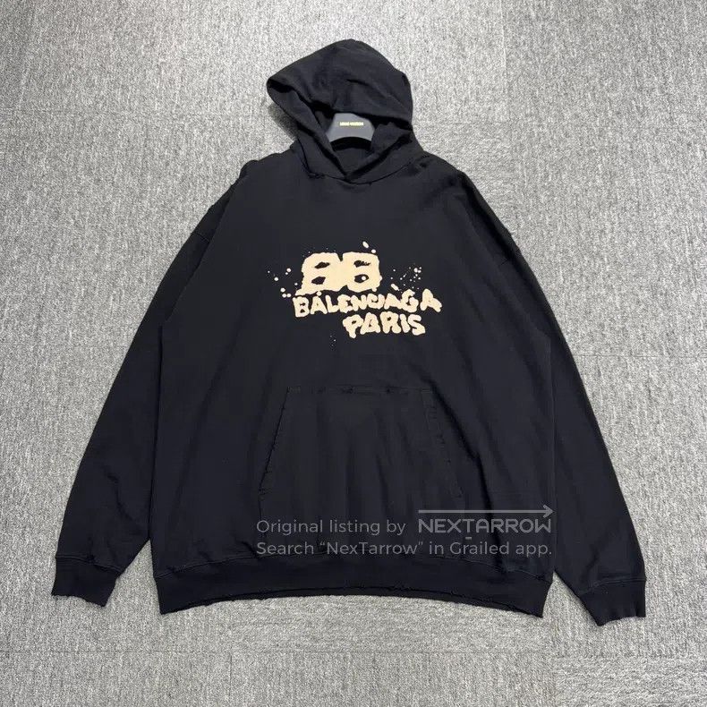 Balenciaga Graffiti Letter Hooded Sweatshirt