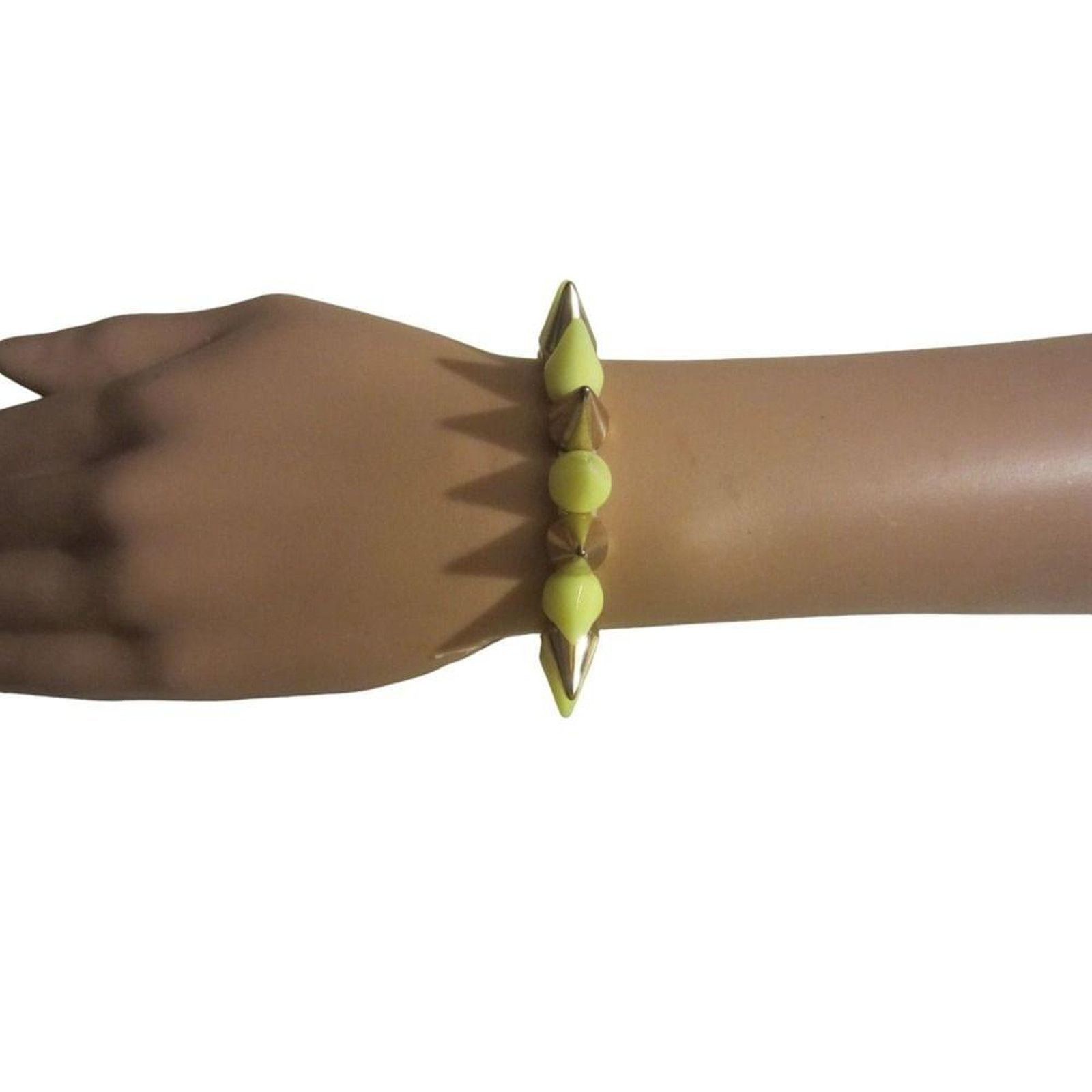 Other Spiked Stretch Bracelet Neon Yellow Gold Punk Y2K Accessory Size ONE SIZE - 2 Thumbnail