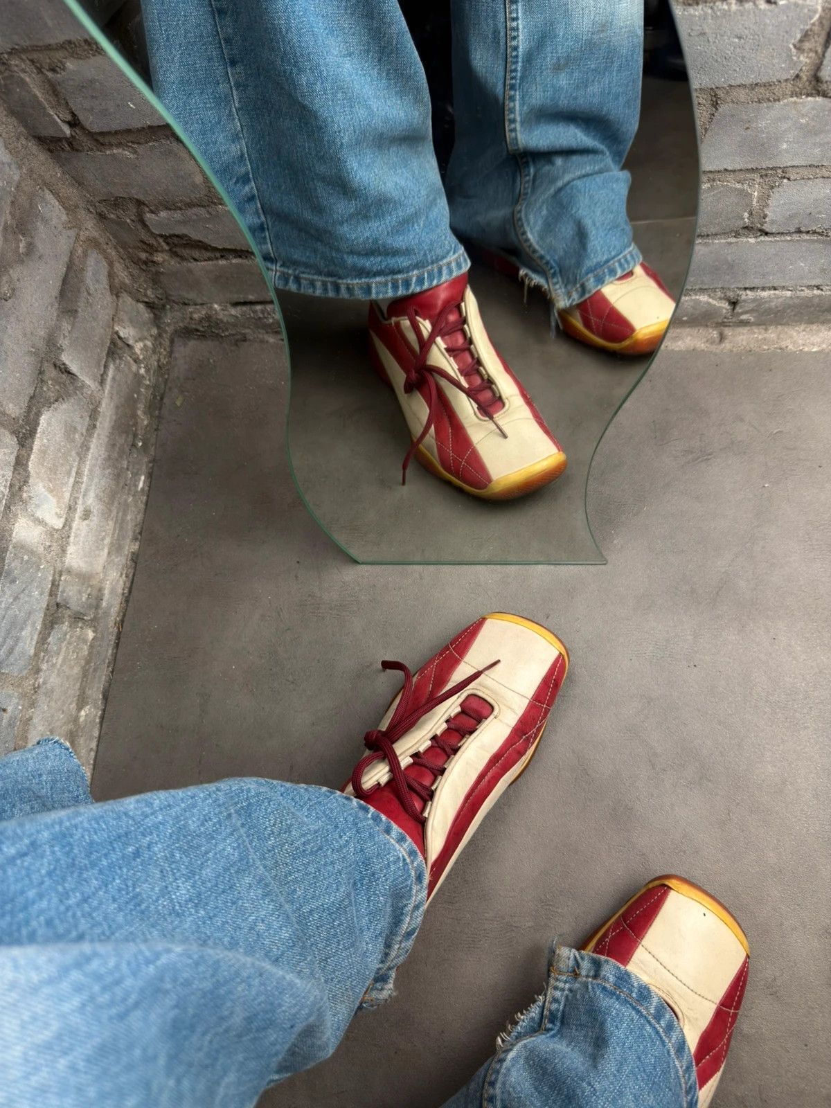 Prada Prada square toes archive 1999 red white leather trainers Size US 10 / EU 43 - 12 Thumbnail