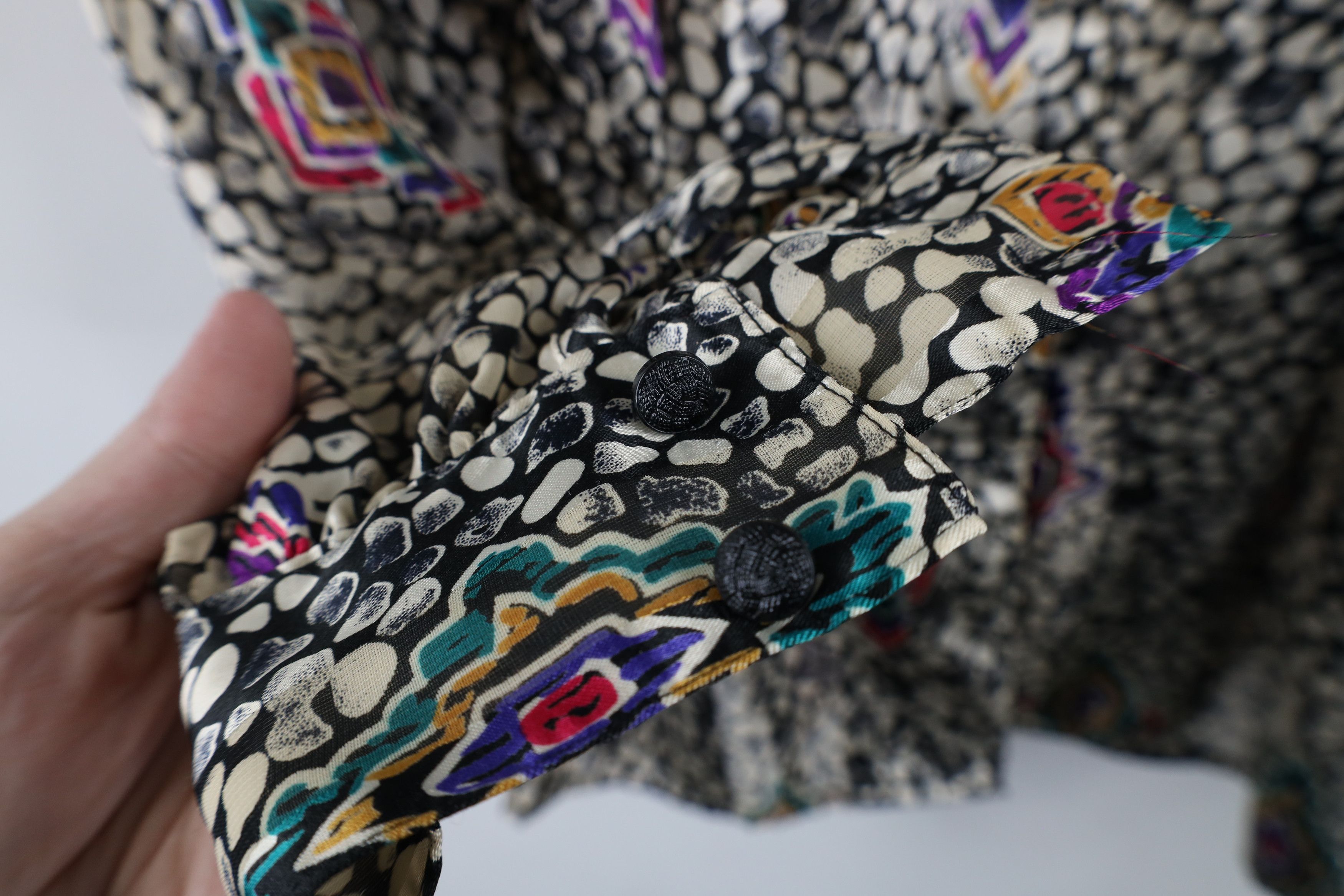 Vintage Vintage 90s Geometric Sheer Silky Polyester Button Shirt Size XL / US 12-14 / IT 48-50 - 5 Thumbnail