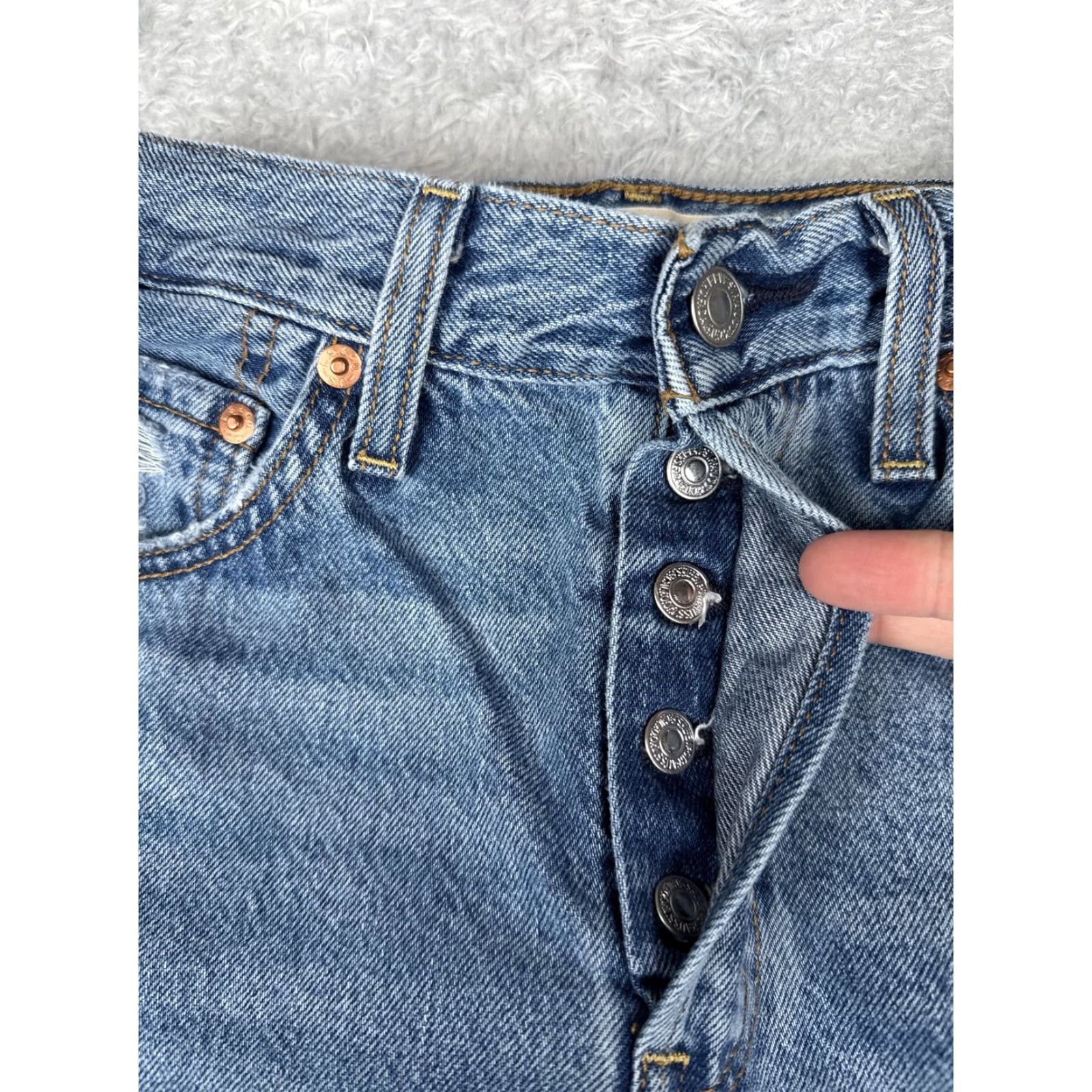 Levi's Levis Ribcage Straight Ankle Jeans Womens 24 Blue Distressed High Rise 24x26 Size 42" / US 20 - 5 Thumbnail