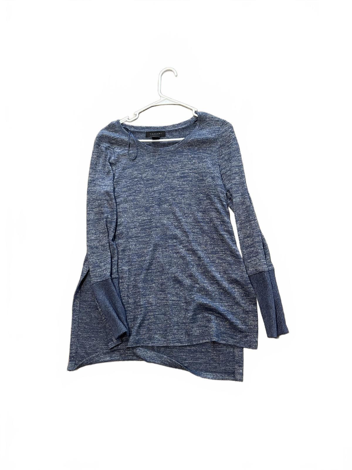 Elie Tahari Tahari Long Sleeve Asymmetrical Hem Tunic Top sz Small Navy Size S / US 4 / IT 40 - 1 Thumbnail
