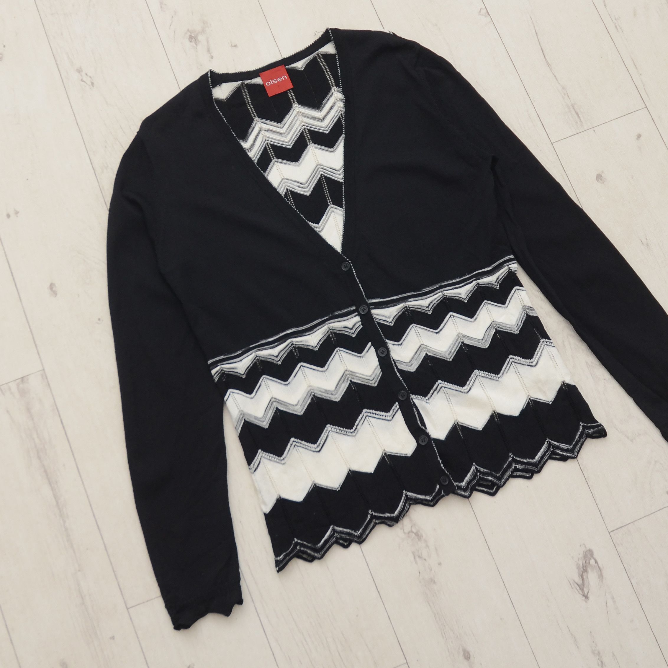 Vintage Sigrid Olsen Women's Chevron Open Knit Cardigan Sweater Size M / US 6-8 / IT 42-44 - 2 Thumbnail