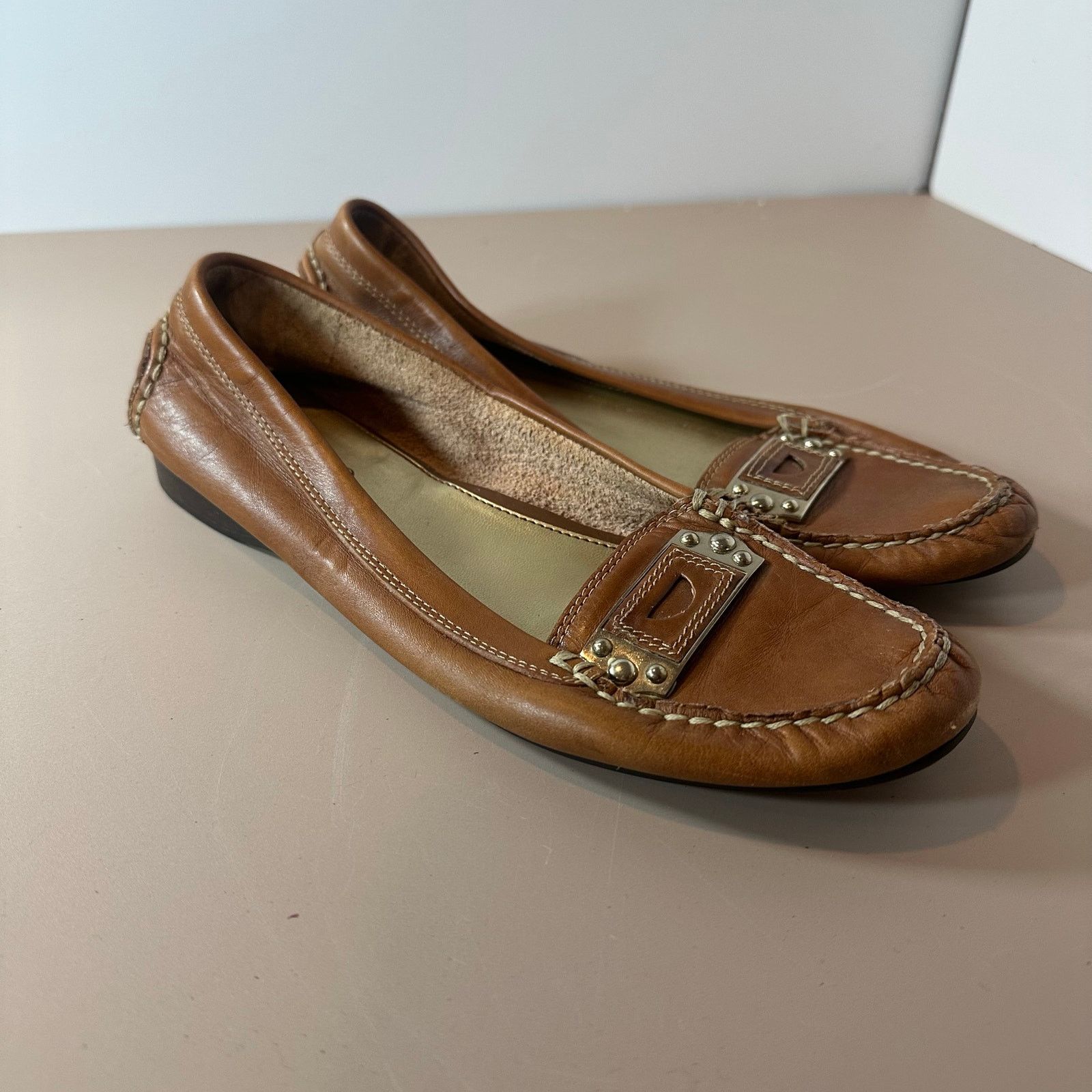 Franco Sarto Franco Sarto Kaiser Penny Loafers Women's 8 Leather Brown Size US 8 / IT 38 - 2 Thumbnail
