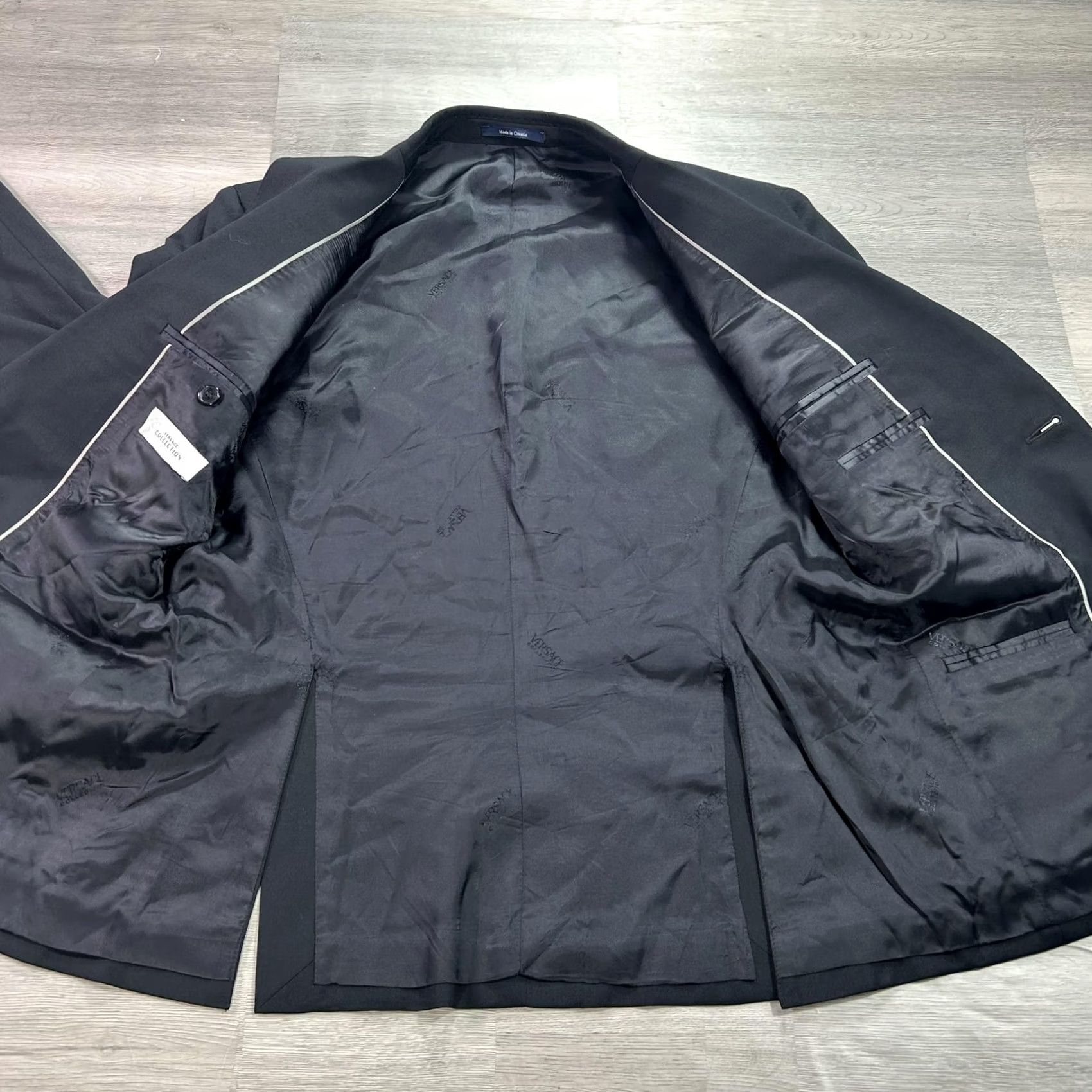 Vintage Versace Collection Suit Jacket Mens 48R Black Wool 2 Button Made In Croatia Size 48R - 3 Thumbnail