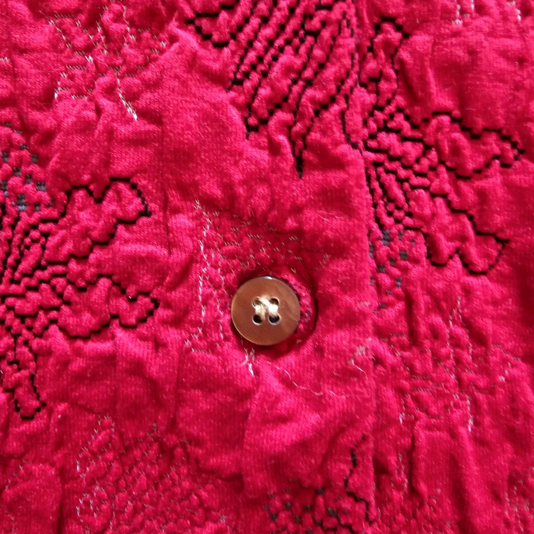 J. Jill J Jill Jacket Blazer Women Large Red Embroidered Button Front Collar Long Sleeve Size L / US 10 / IT 46 - 6 Thumbnail