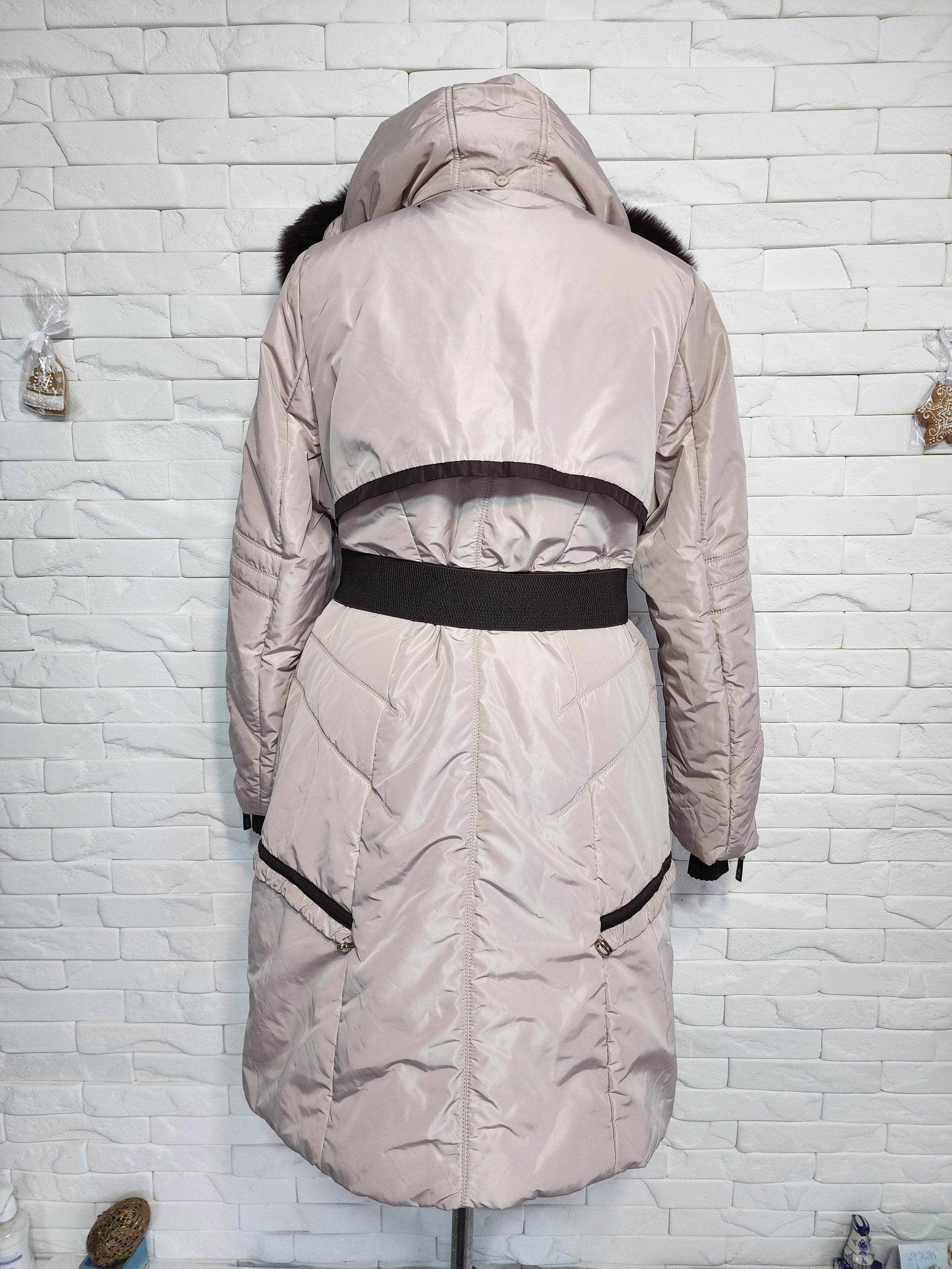 Uniqlo Beige Warm Women's Coat: Hooded Fur Trim Winter Jacket Size XL / US 12-14 / IT 48-50 - 4 Thumbnail