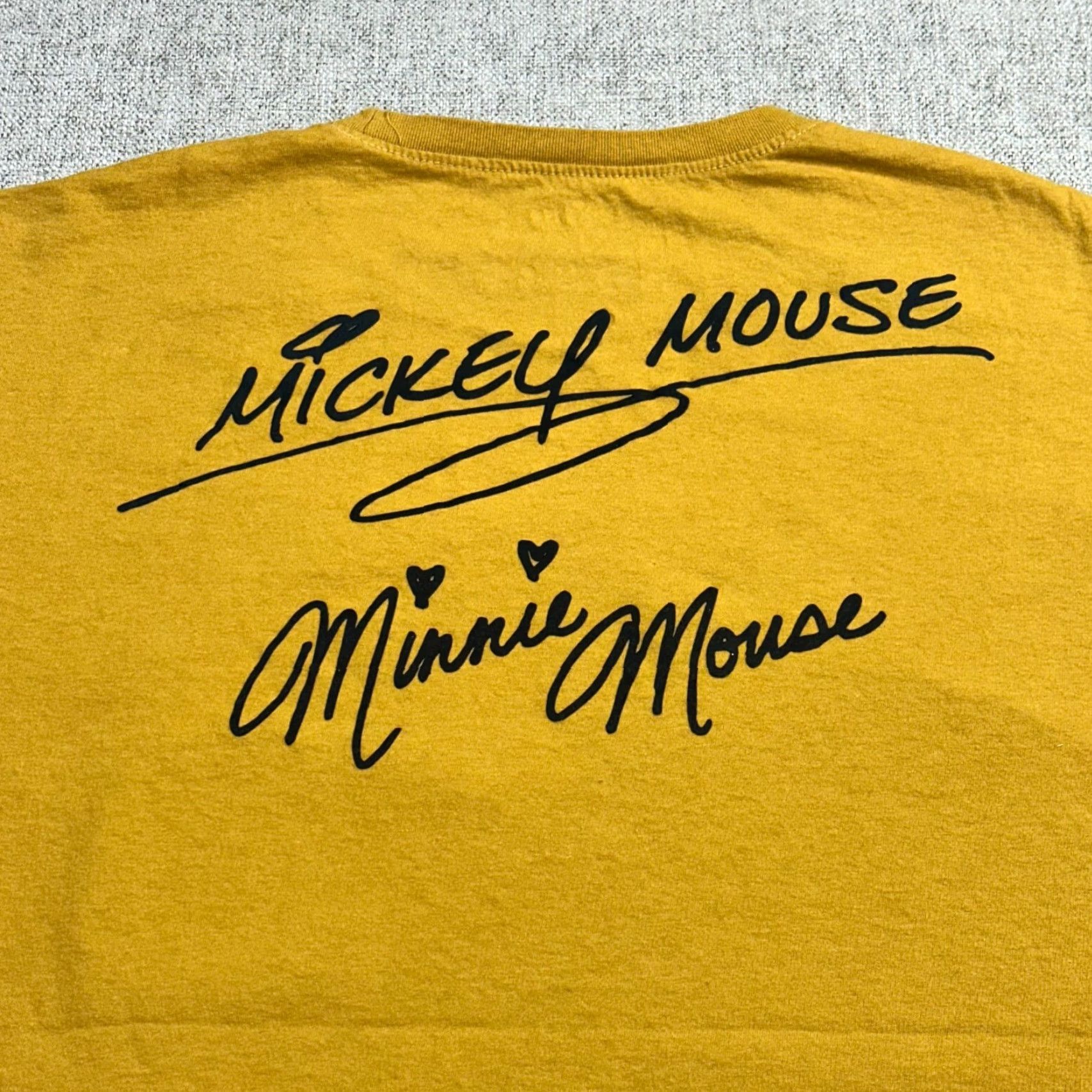 Disney VINTAGE Disney Cartoon Shirt Adult XL Mickey and Minnie Mouse Double-Sided Mustard Yellow Logo Breathable Easy Care Size US XL / EU 56 / 4 - 7 Thumbnail