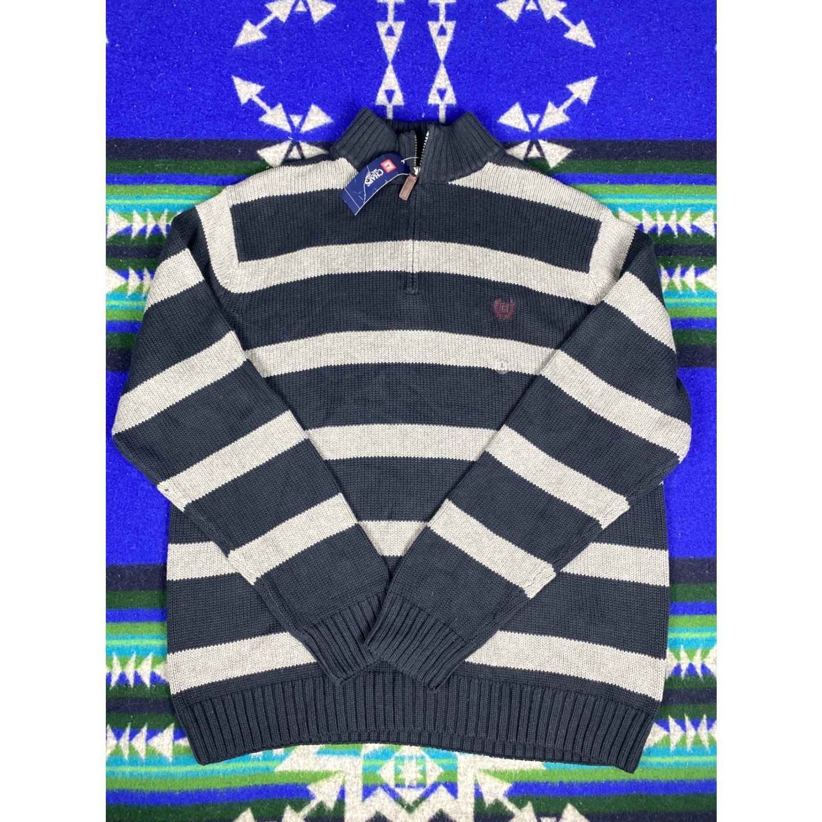 Chaps Chaps Ralph Lauren 1/4 Zip Knit Sweater Mens Sz L Blue Red Stripes Pullover Knit Zip Shirt Size US L / EU 52-54 / 3 - 2 Thumbnail