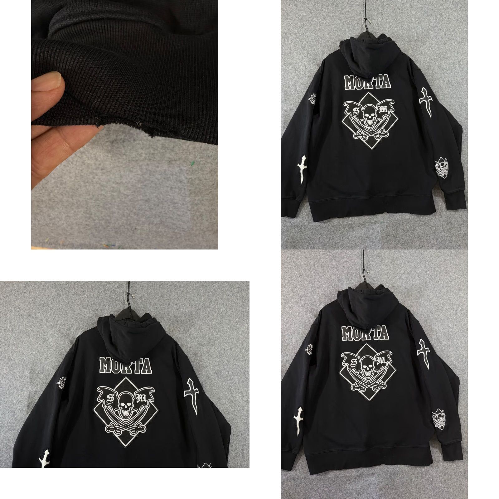 Vintage VINTAGE Saint Morta Graveyard Hooded Sweatshirt Mens 2XL Black Fleece Pullover Kangaroo Pockets Long Sleeve Size US XXL / EU 58 / 5 - 8 Thumbnail