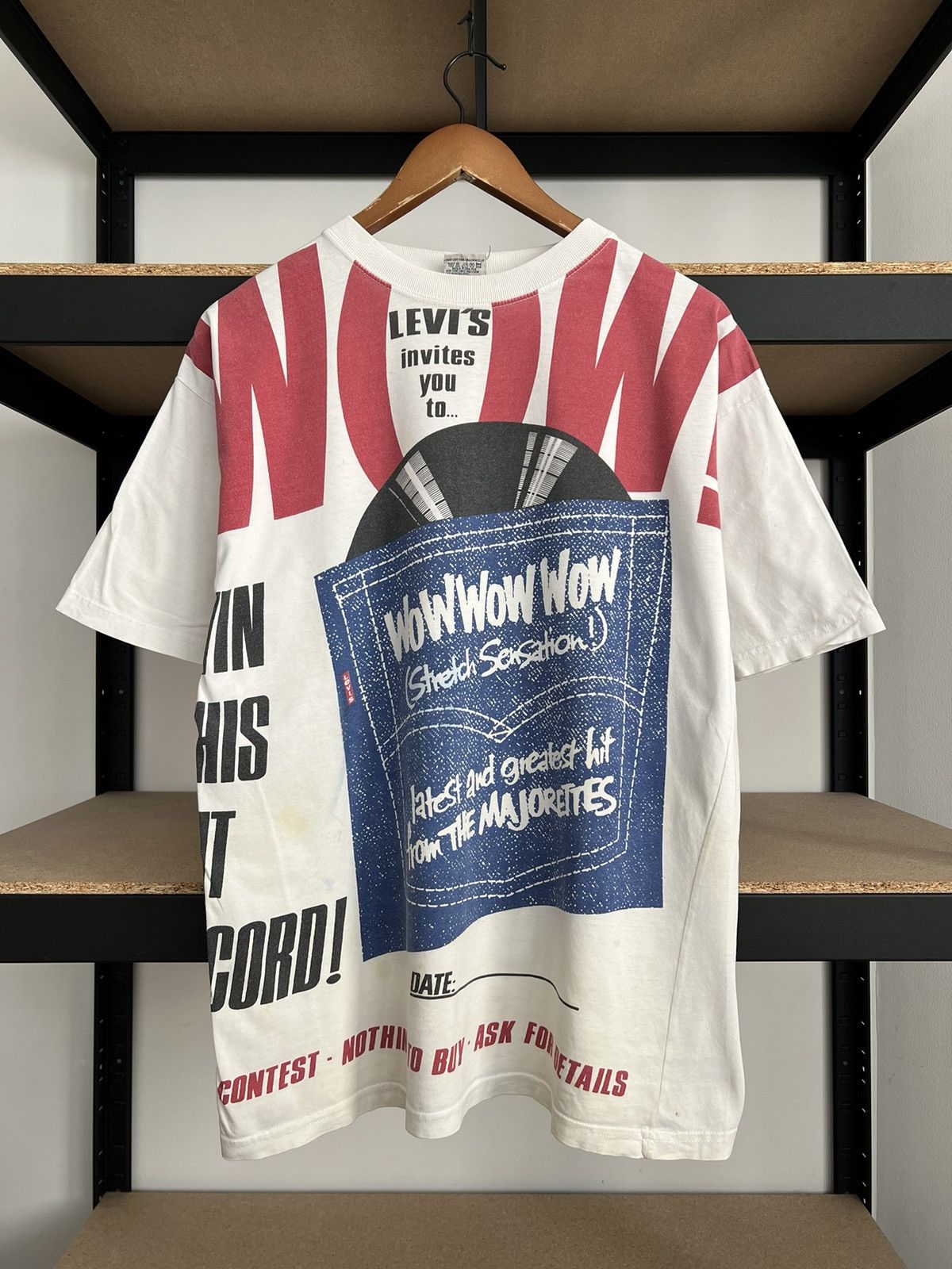 Levi's Vintage 90s Levis Stretch Sensation AOP Promo White T-shirt Size US L / EU 52-54 / 3 - 1 Thumbnail