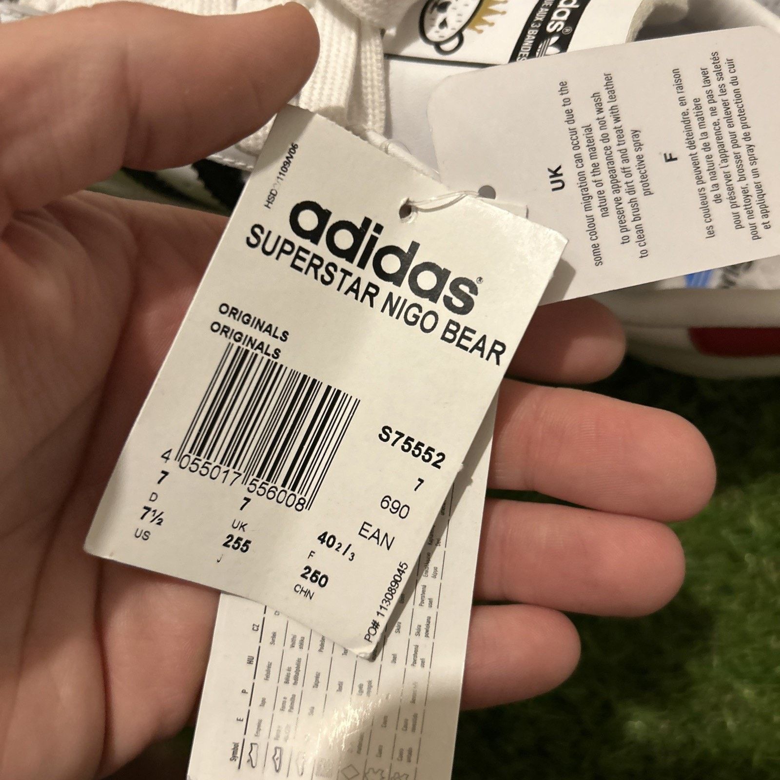 Adidas Size 7.5 Nigo x adidas Superstar Bearfoot White Men’s Shoes Size US 7.5 / EU 40-41 - 5 Thumbnail