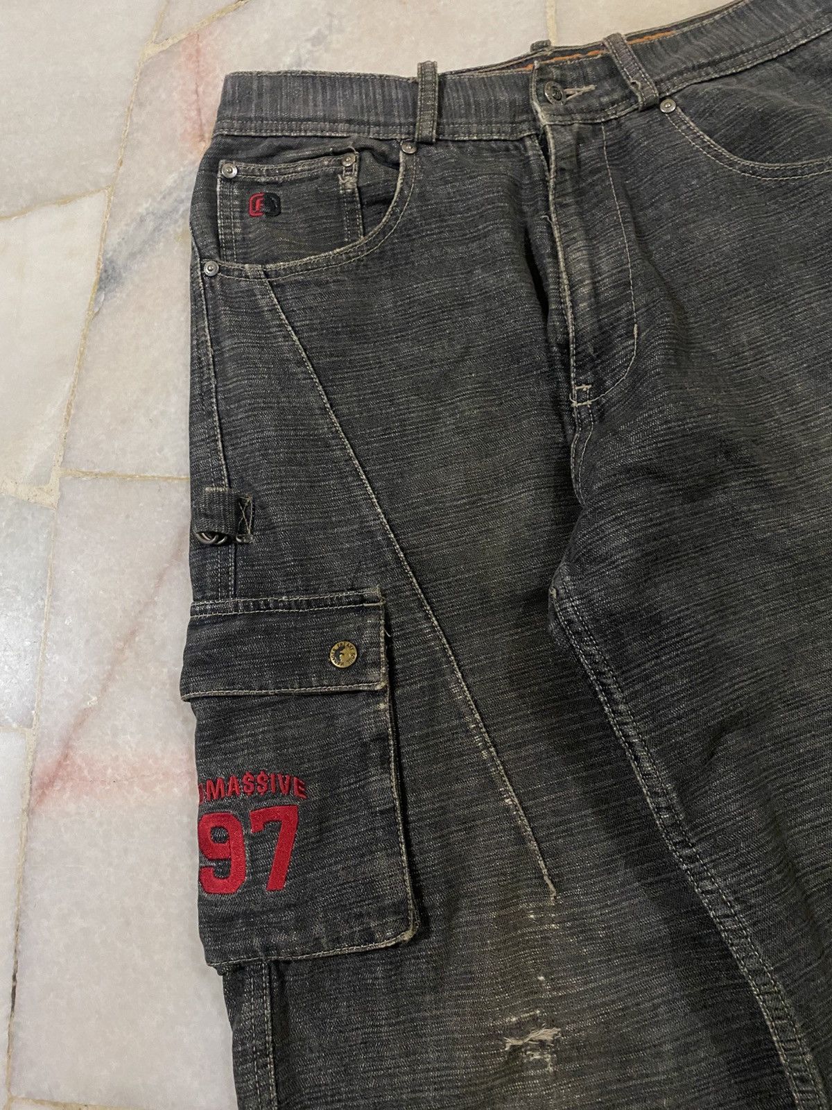 Massive RARE Vintage Freaky Massive Baggy Cargo Distressed Jeans Size US 32 / EU 48 - 3 Thumbnail