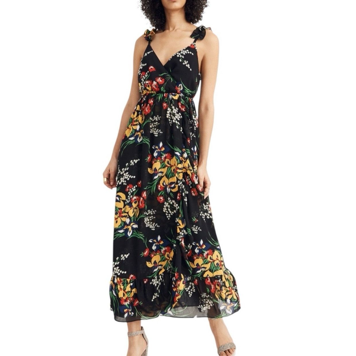 Madewell Madewell Ruffle-Strap Wrap Black SunDress in Black Orchid 12 Size XL / US 12-14 / IT 48-50 - 1 Thumbnail