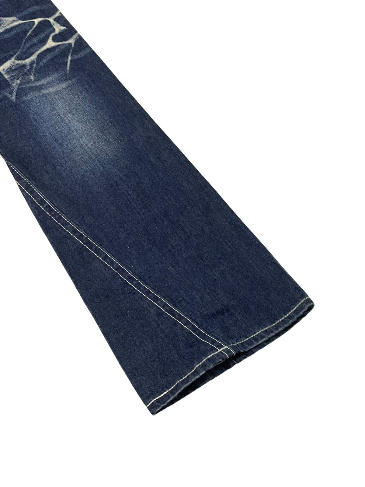 Japanese Brand Flare Jeans Black Crown Faded Distress Boot Cut 8🟦7 Size US 28 / EU 44 - 15 Thumbnail