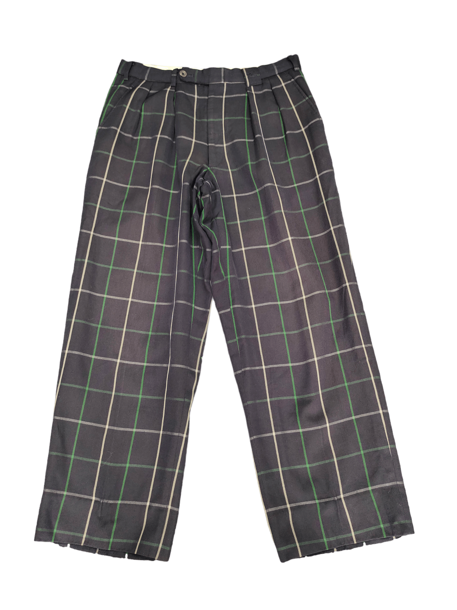 Burberry Vintage 90s Burberrys Checkered Wool Baggy Pants Size US 31 - 1 Thumbnail