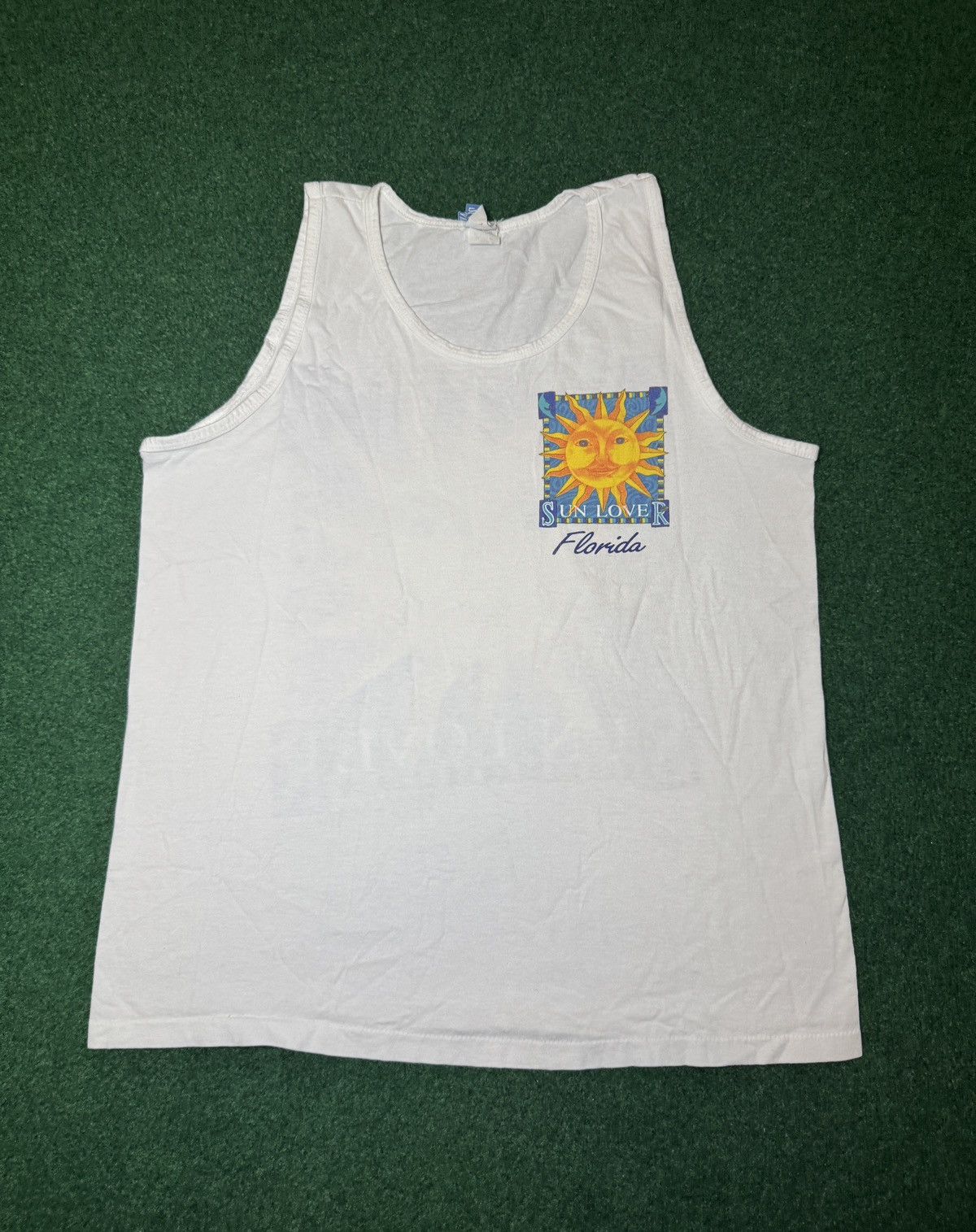Vintage Vintage 90s Sun Lover Florida White Retro Lrg Tank Top Size US L / EU 52-54 / 3 - 3 Thumbnail