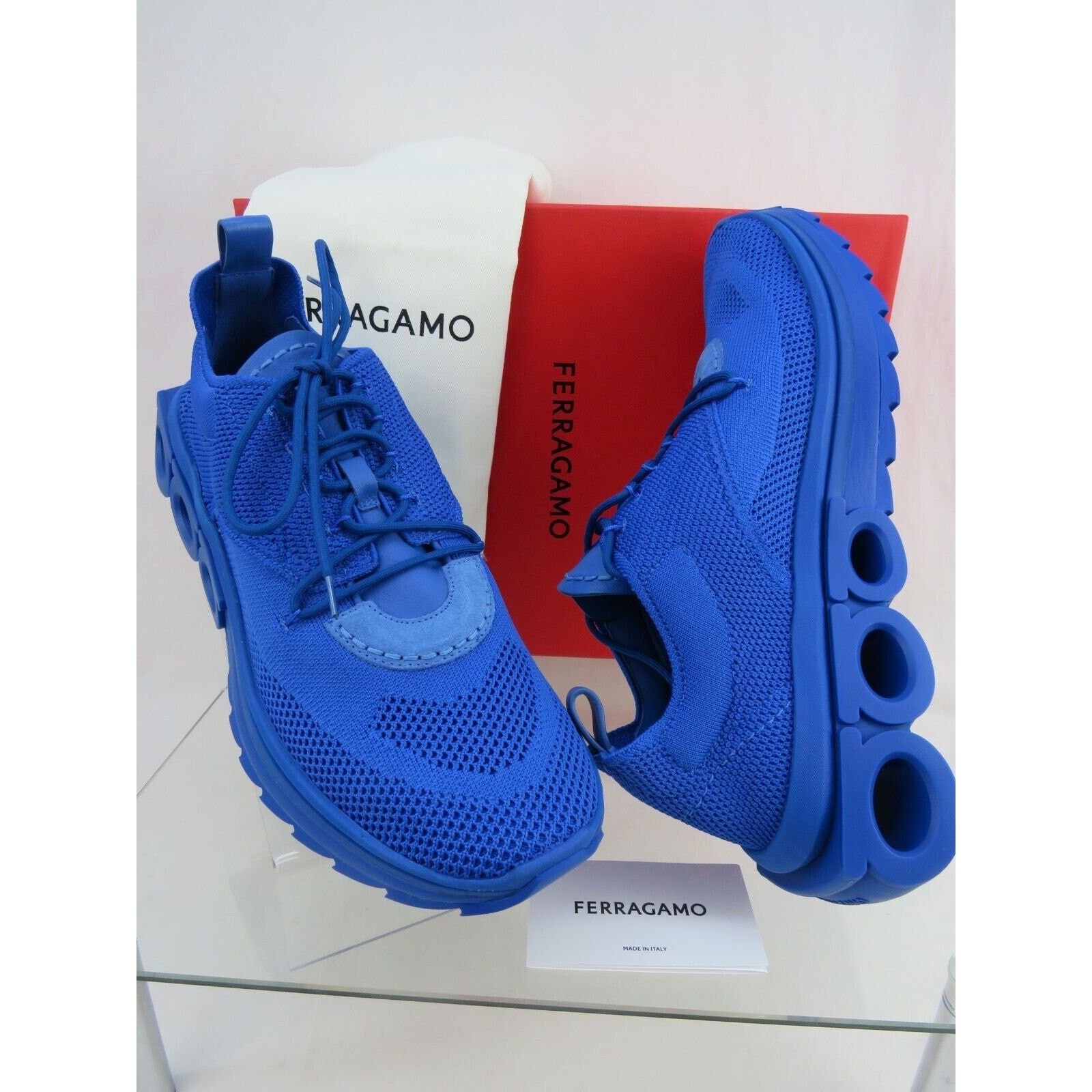 Salvatore Ferragamo FERRAGAMO BLUE NIMA MESH LACE LOGO LOW SNEAKERS 10.5 43.5 Size US 10.5 / EU 43-44 - 15 Thumbnail