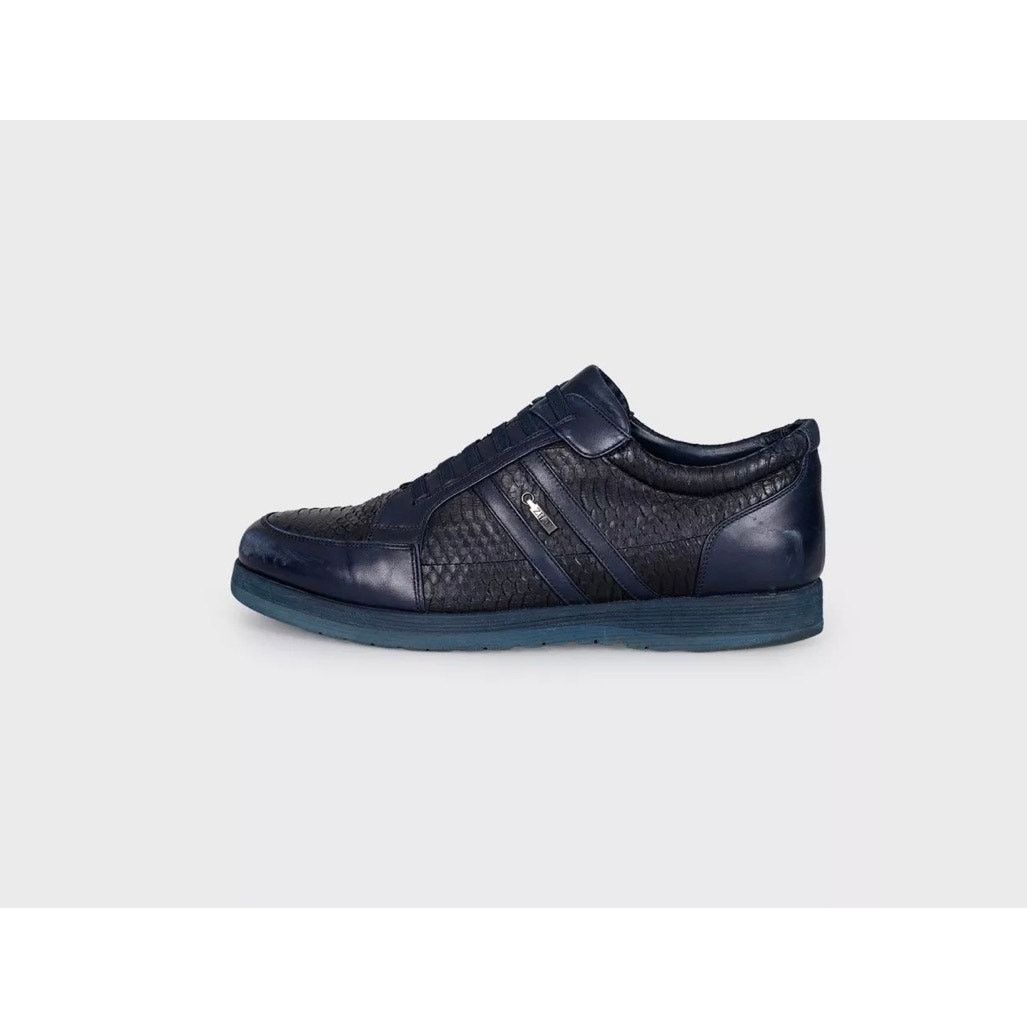 Zilli Zilli Blue Leather & Snakeskin Sneakers EU43.5 Size US 10.5 / EU 43-44 - 1 Thumbnail
