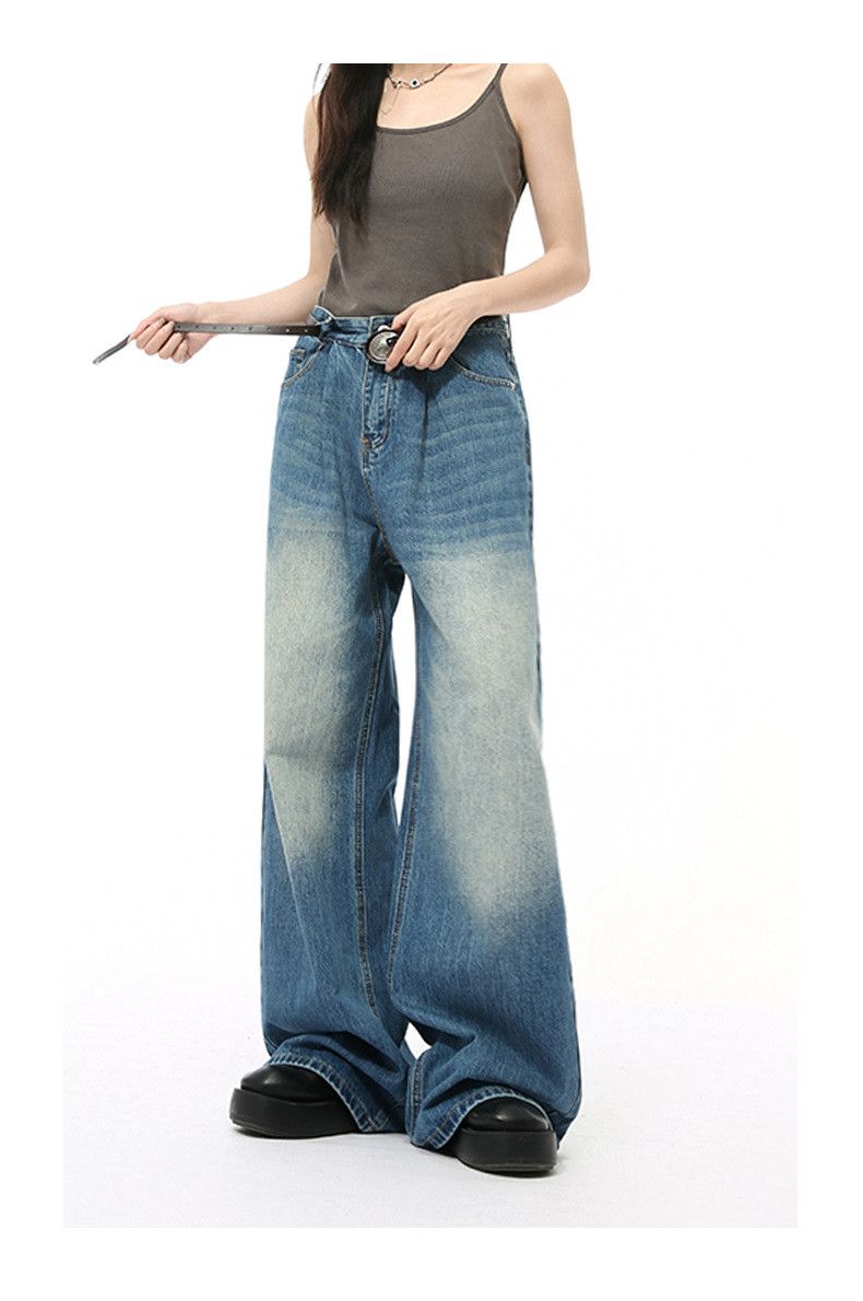 Vintage Japanese retro cleanfit wide-leg distressed jeans Size US 32 / EU 48 - 2 Thumbnail