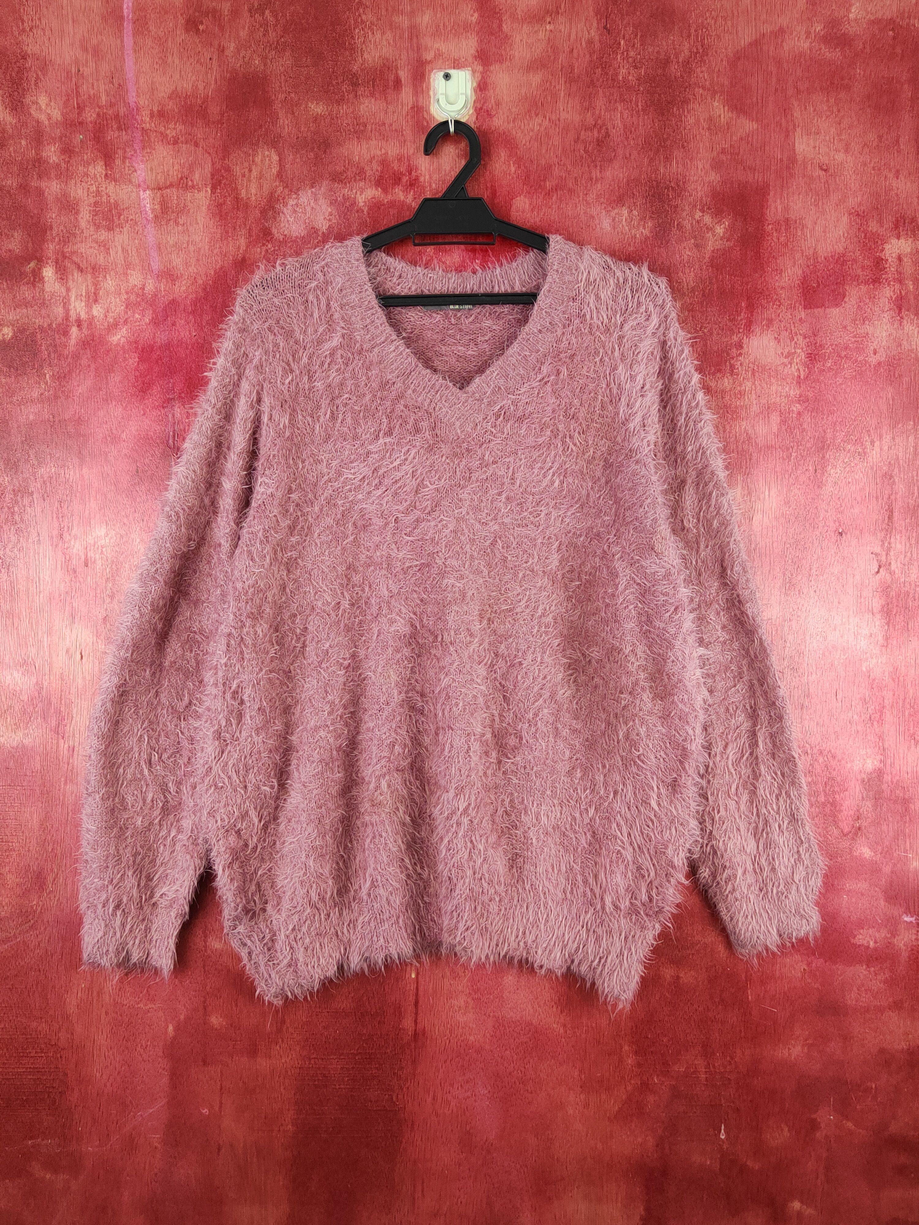 DL Blue Strive Pink Shag Shaggy Fur Mohair Knitwear #S2030