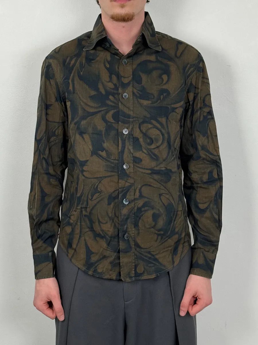 Gianfranco Ferre 2000s Gianfranco Ferré Brown Floral Print Shirt Size US M / EU 48-50 / 2 - 2 Thumbnail
