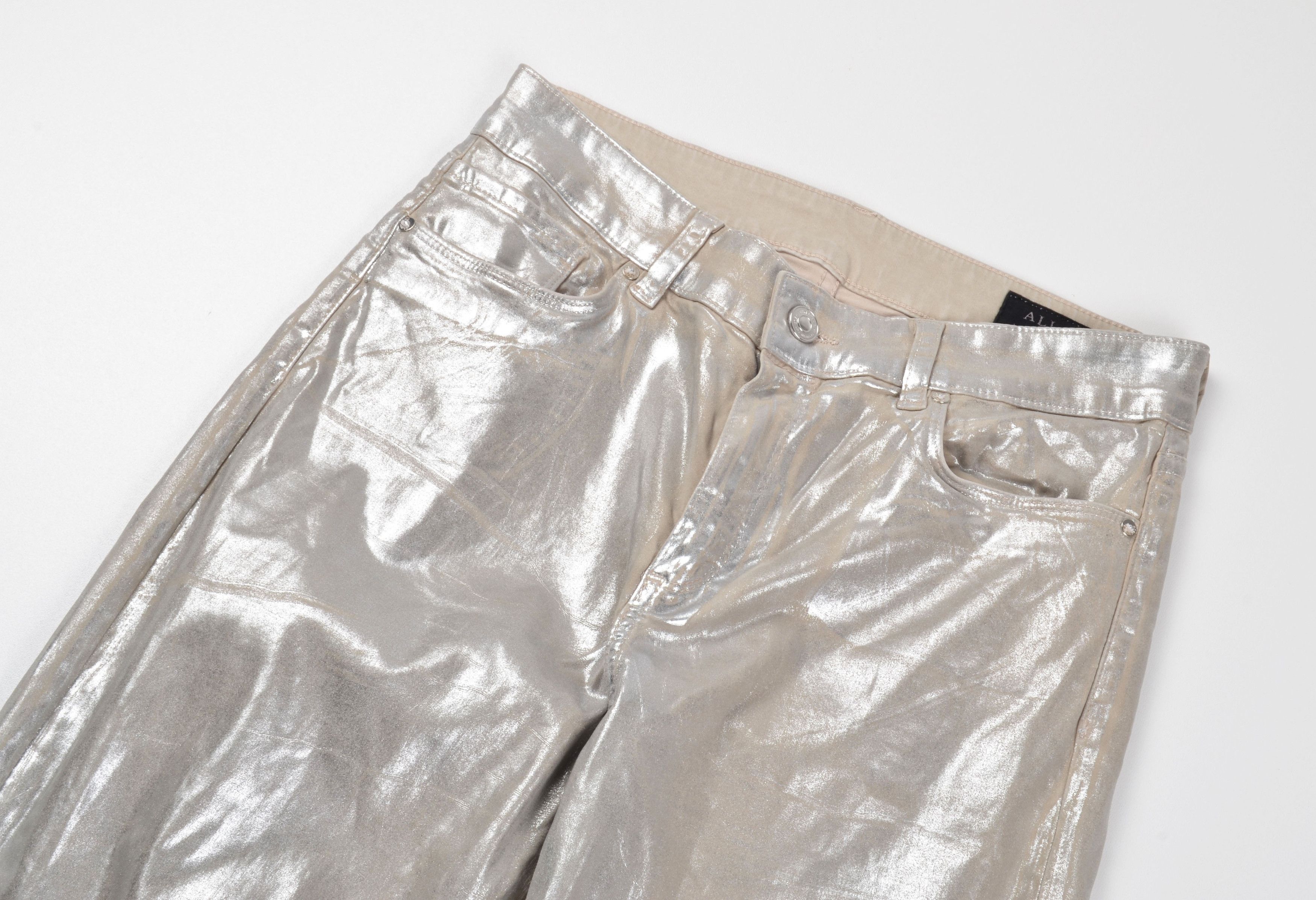 Allsaints Allsaint Silver Miller Foil Print Slim Fit Pants Size 26" / US 2 / IT 38 - 3 Thumbnail