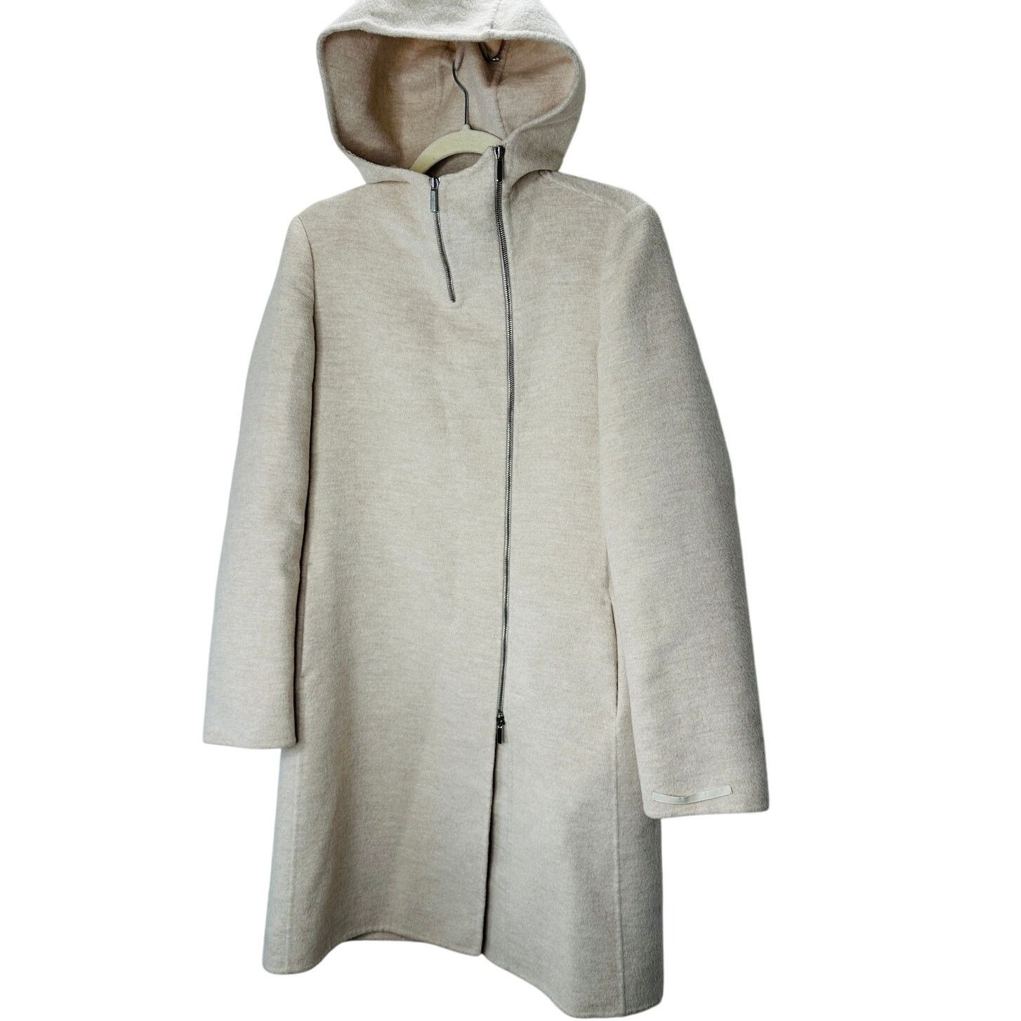 Max Mara S Max Mara Tan Long Sleeve Zip Hooded Wool Angora Shacket 8 Size M / US 6-8 / IT 42-44 - 2 Thumbnail