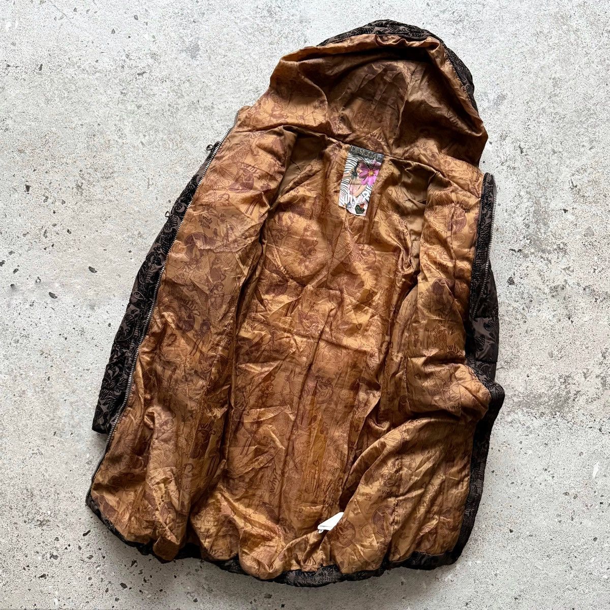 Desigual Desigual Womens Quilted Jacket Hooded Patterned Brown Casual Size S / US 4 / IT 40 - 5 Thumbnail