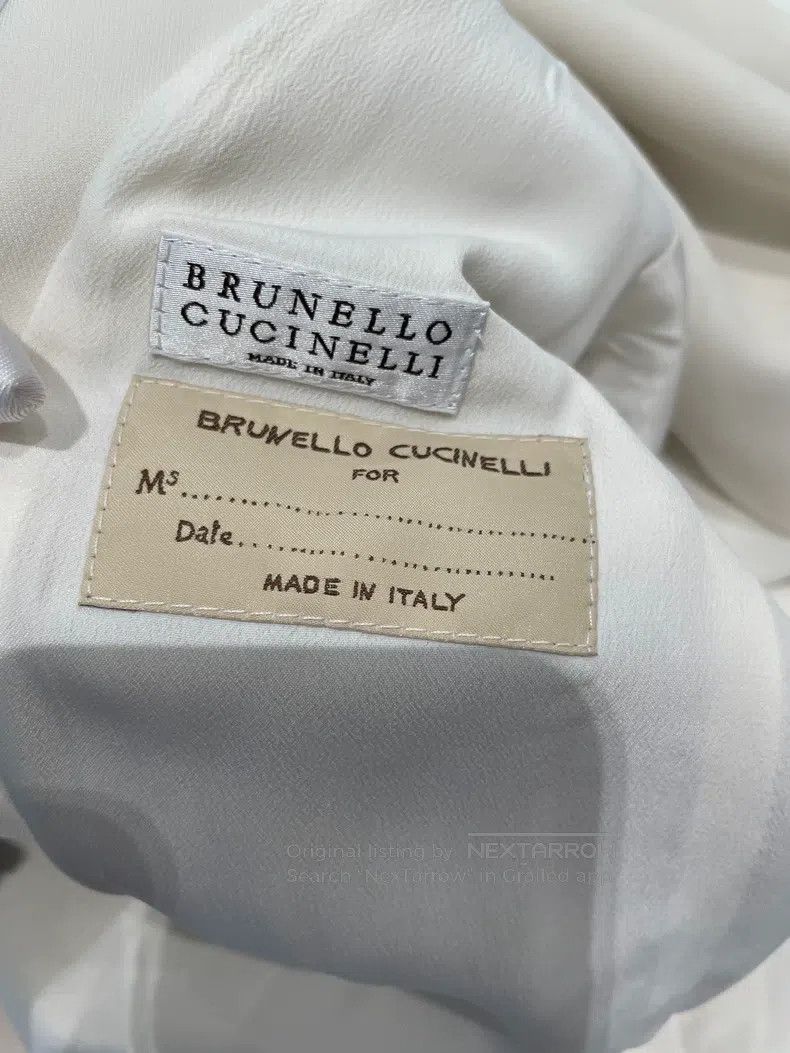Brunello Cucinelli Brunello Cucinelli Off-white Viscose Fiber Beaded Blazer Size S / US 4 / IT 40 - 7 Thumbnail