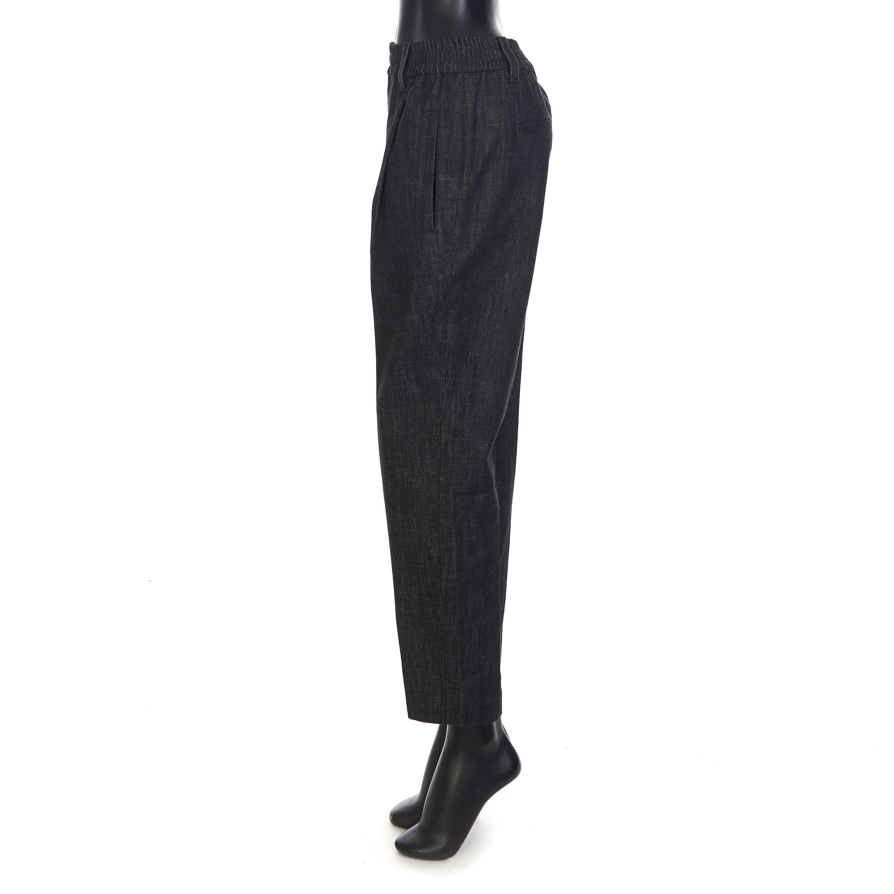 Brunello Cucinelli Black Dark Polished Denim Baggy Trousers Size 30" / US 8 / IT 44 - 3 Thumbnail