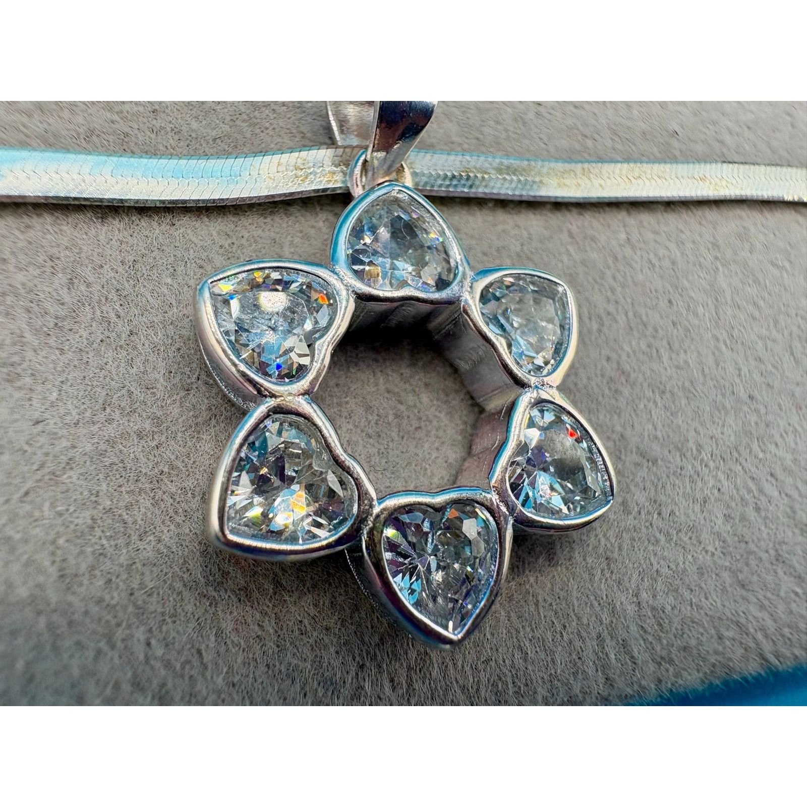 Jewelry New Heart Star Moissanite Pendant 925 Silver Bonus Chain Size ONE SIZE - 6 Thumbnail