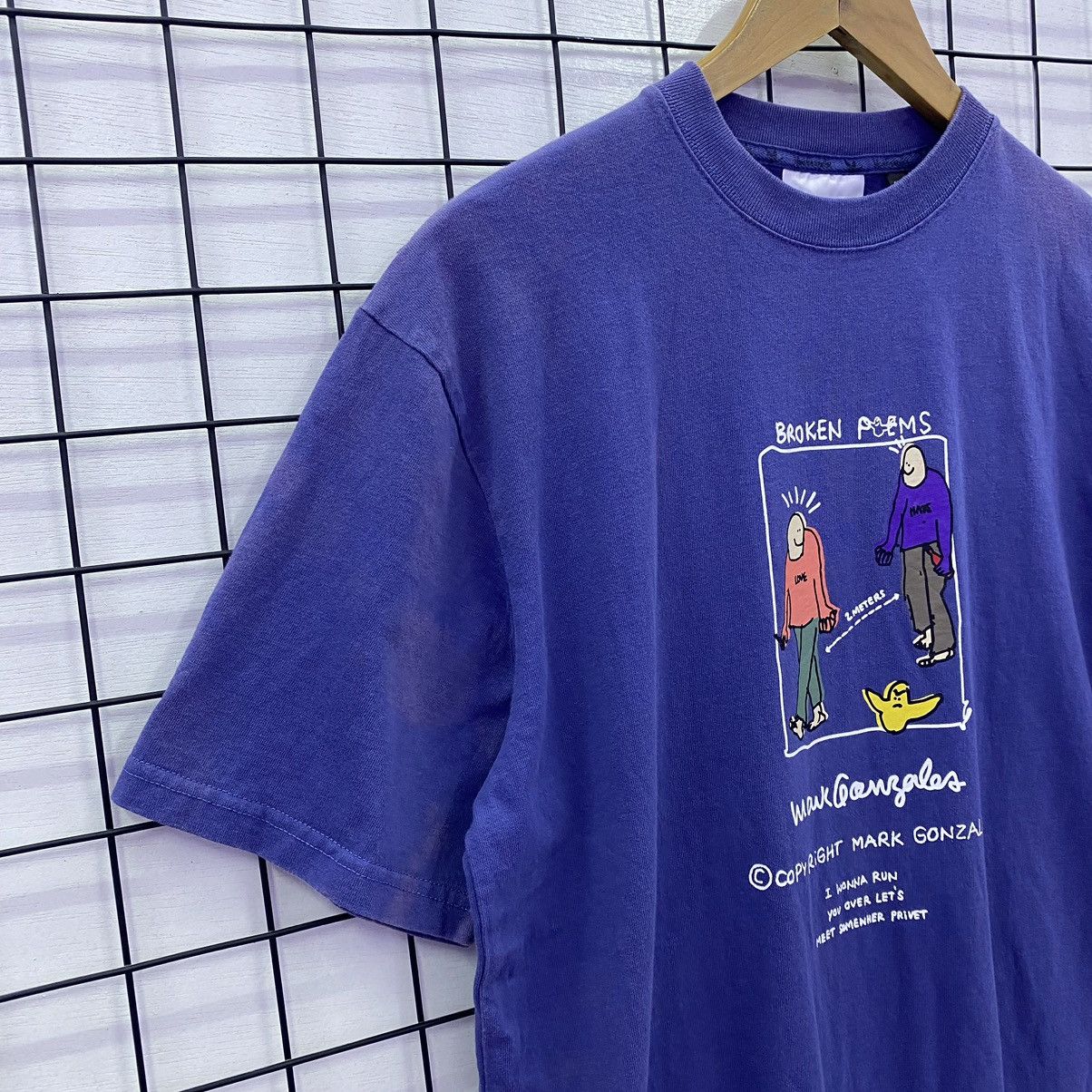 Japanese Brand Vintage Y2K Mark Gonzales Broken Poems Crazy Sunfaded Tshirt Size US M / EU 48-50 / 2 - 5 Thumbnail