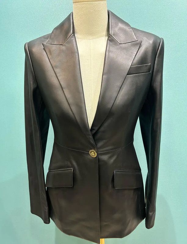 Versace Versace Black Leather Medusa Collar Women's Jacket 0089 Size S / US 4 / IT 40 - 1 Thumbnail