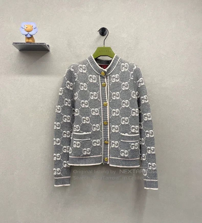 Gucci Gucci Gray double G jacquard knitted cardigan coat Size XS / US 0-2 / IT 36-38 - 1 Thumbnail