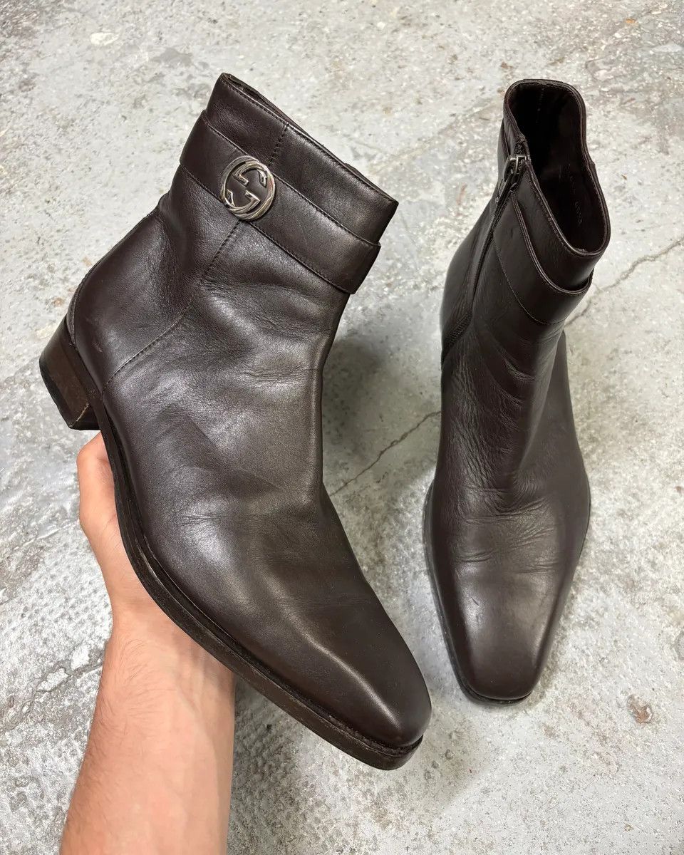 Gucci Gucci Brown Ankle Leather Boots Size US 7.5 / EU 40-41 - 1 Thumbnail