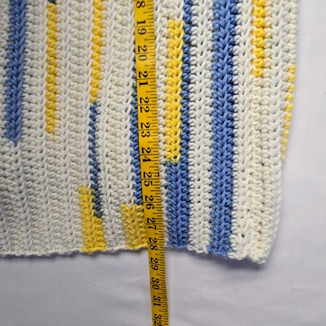 Handmade Knitted Cardigan Womens L Striped Blue White Sweater Size L / US 10 / IT 46 - 8 Thumbnail