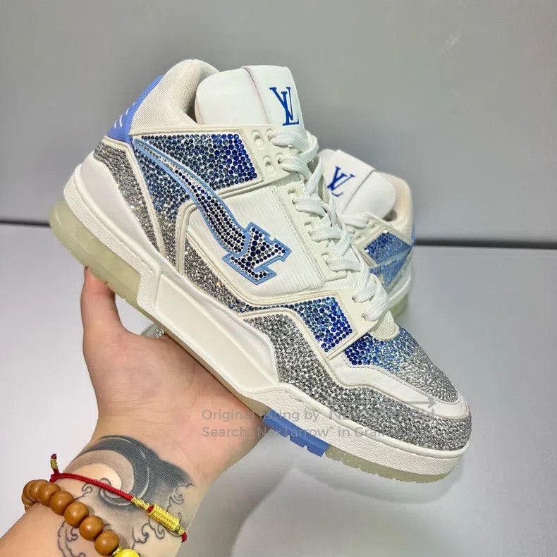 Louis Vuitton Louis Vuitton Trainer White and Blue Gradient Full Drill P Size US 8.5 / EU 41-42 - 6 Thumbnail