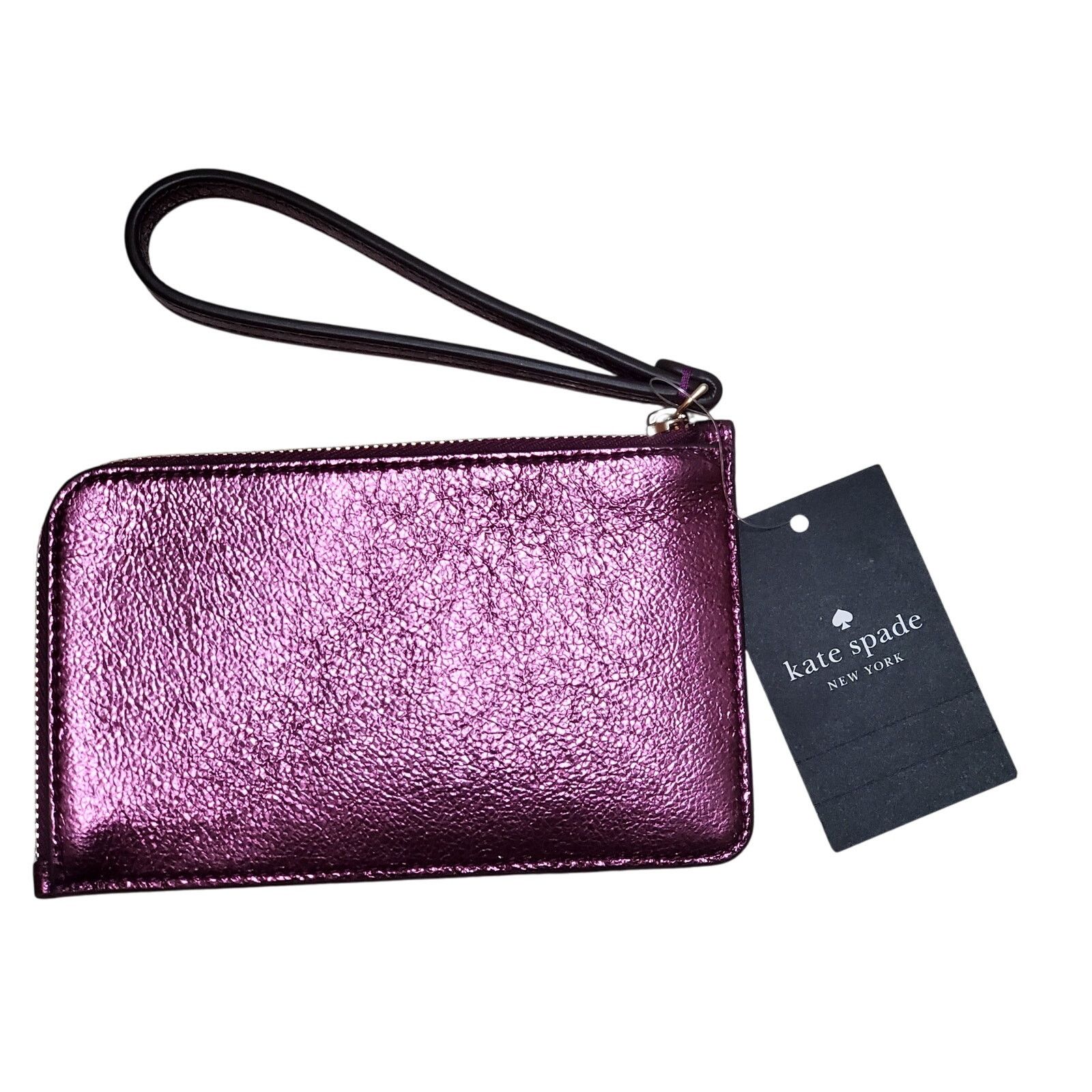 Kate Spade Kate Spade Lucy Small L-Zip Wristlet Dark Raspberry Metallic Size ONE SIZE - 4 Thumbnail