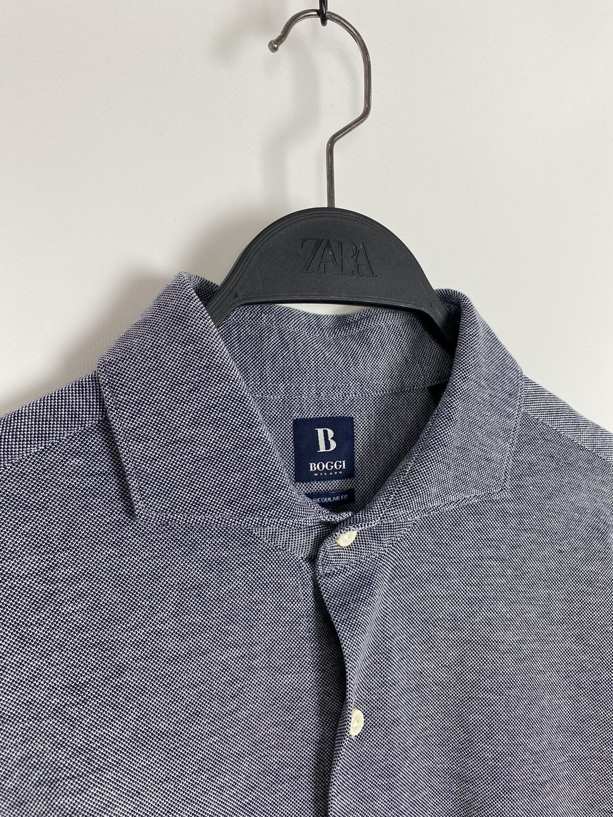 Boggi Boggi Milano Regular Fit Pique Cotton Shirt Size US XL / EU 56 / 4 - 2 Thumbnail